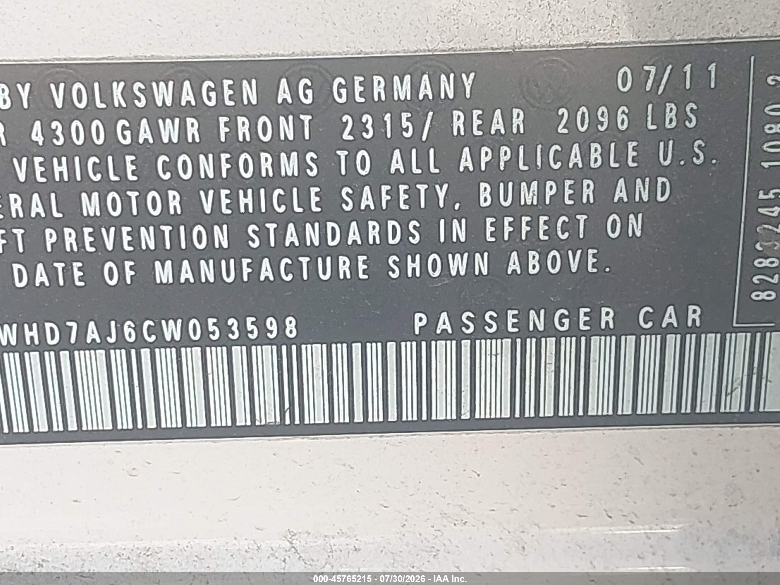 2012 Volkswagen Gti 4-door Autobahn White vin: WVWHD7AJ6CW053598