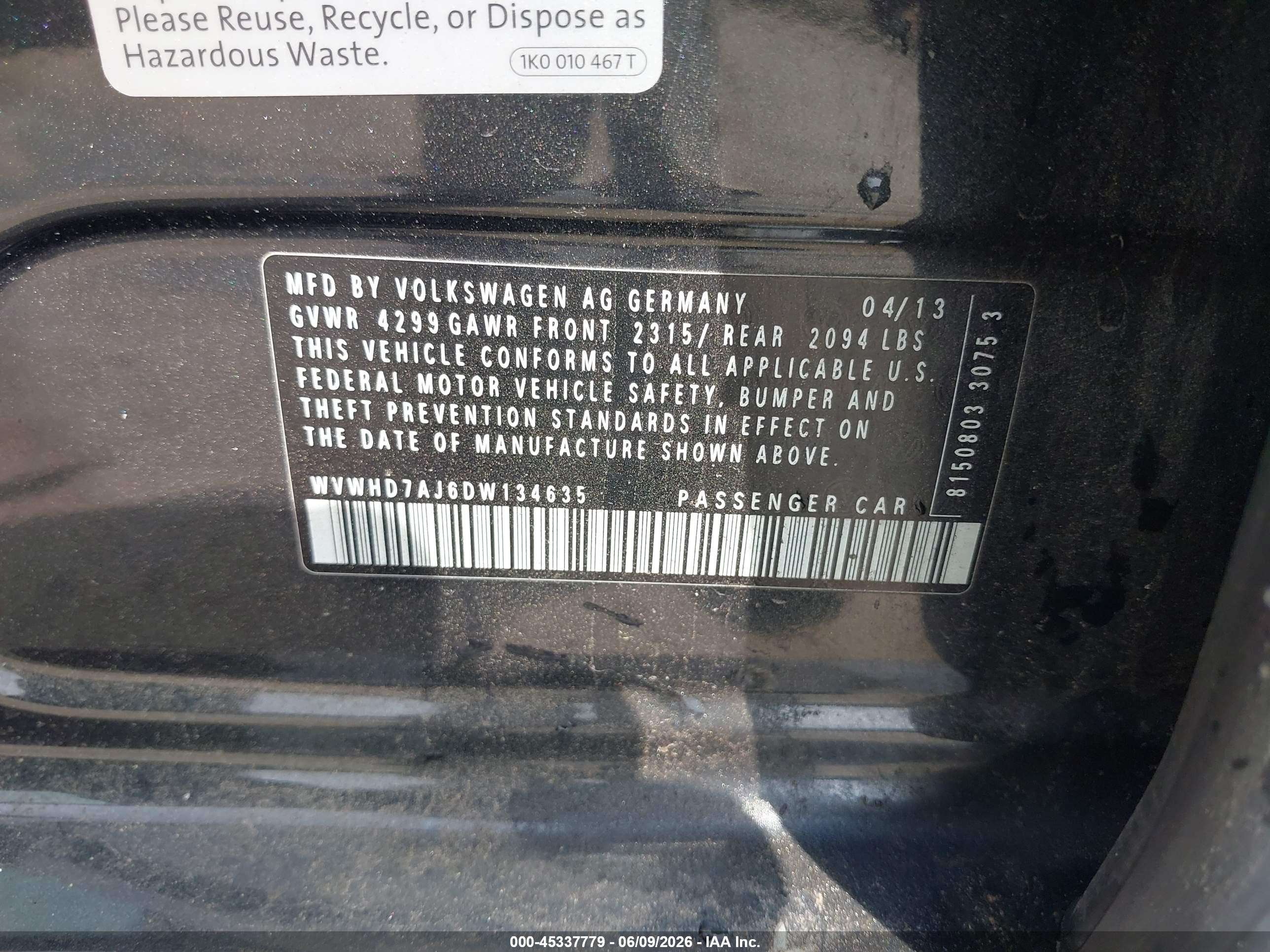 2013 Volkswagen Gti Drivers Edition Gray vin: WVWHD7AJ6DW134635