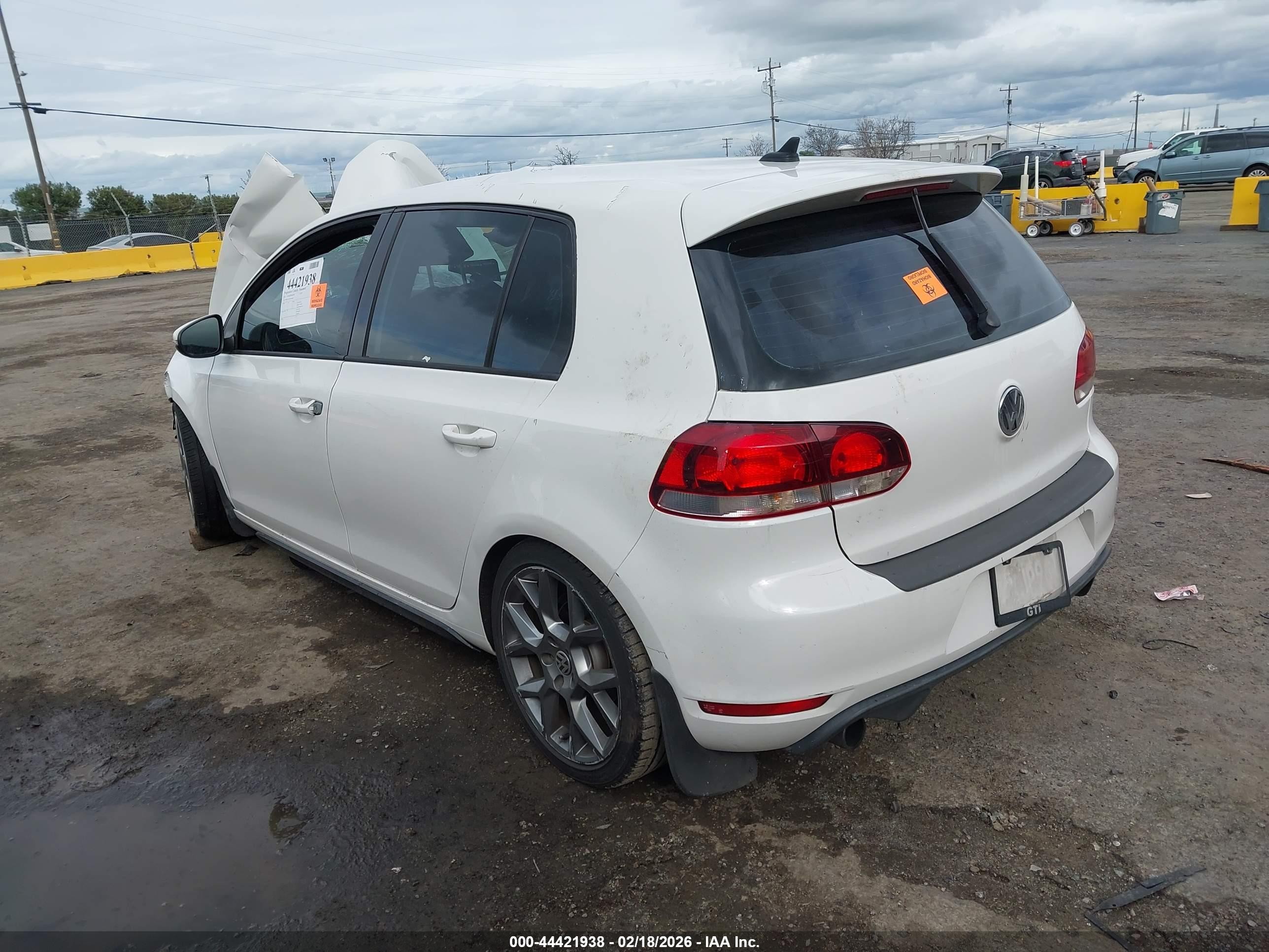 2012 Volkswagen Gti 4-door White vin: WVWHD7AJ7CW188427