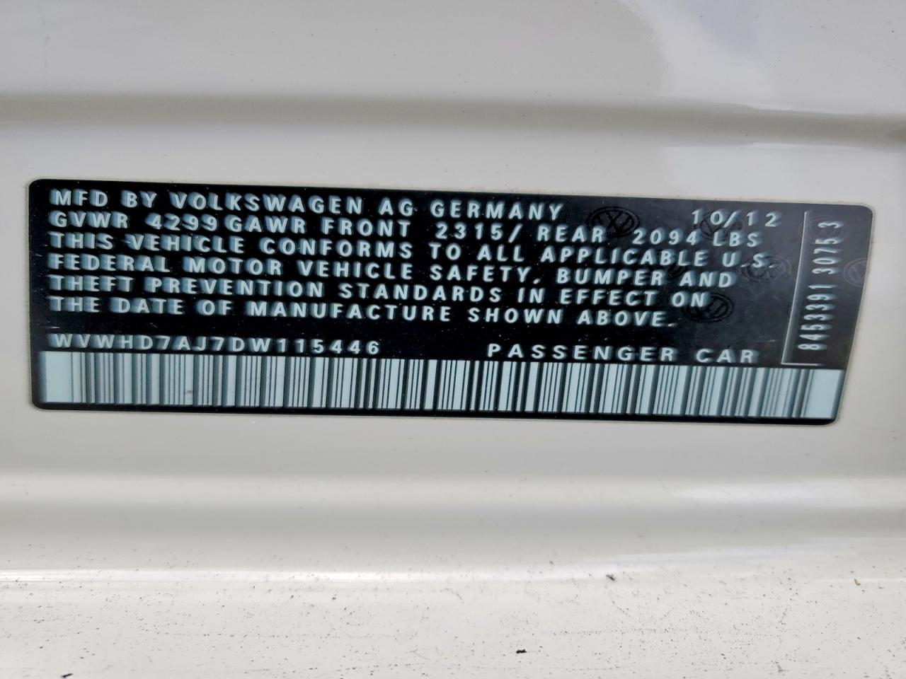 2013 Volkswagen Gti Белый vin: WVWHD7AJ7DW115446