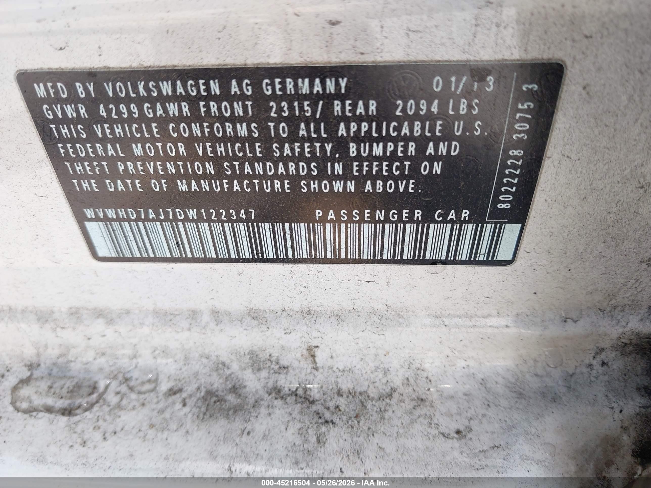 2013 Volkswagen Gti 4-door White vin: WVWHD7AJ7DW122347