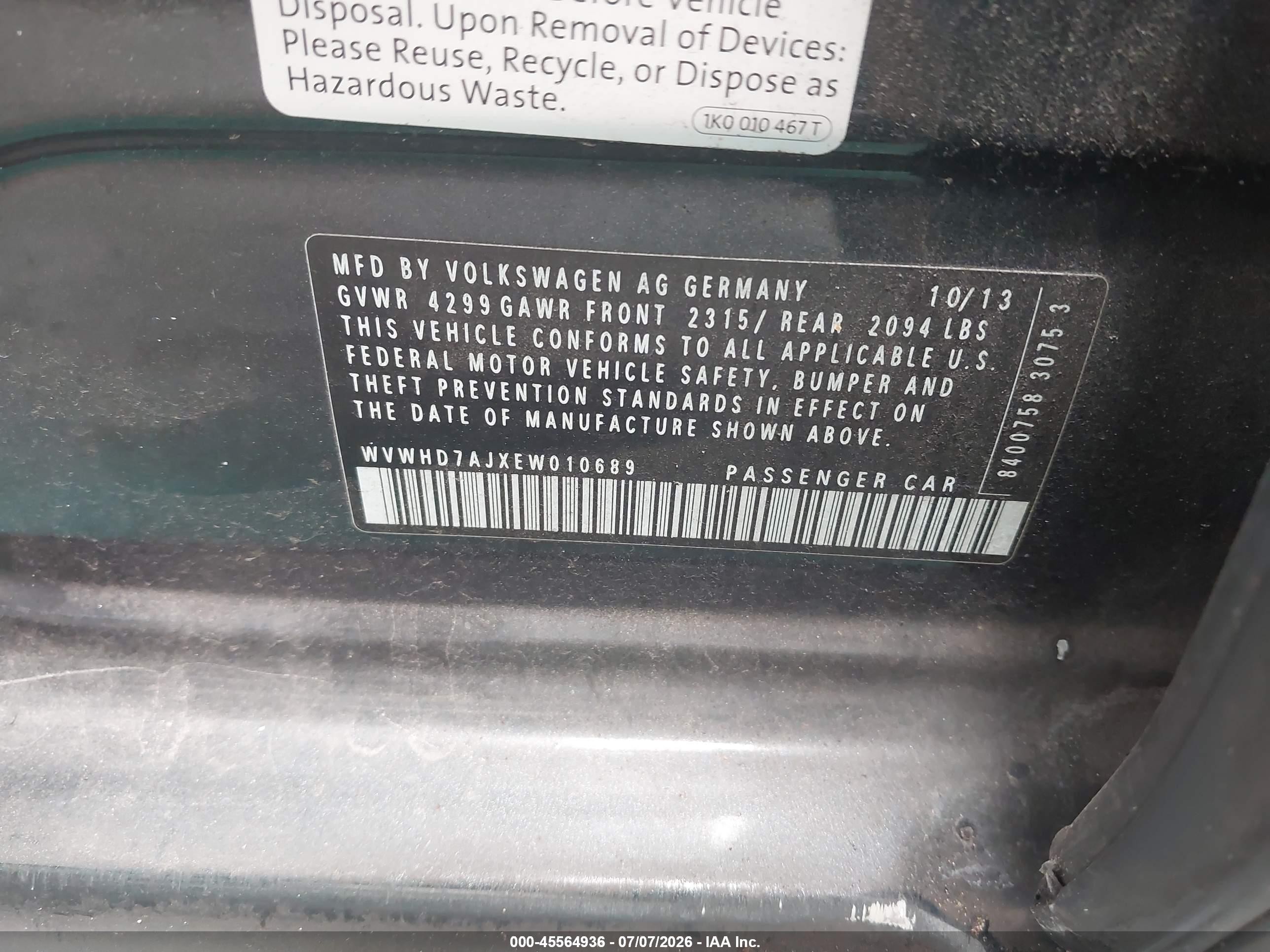 2014 Volkswagen Gti   Gray vin: WVWHD7AJXEW010689