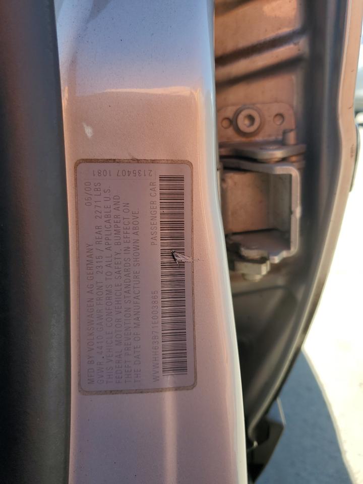 2001 Volkswagen Passat Gls Silver vin: WVWHH63B71E003865
