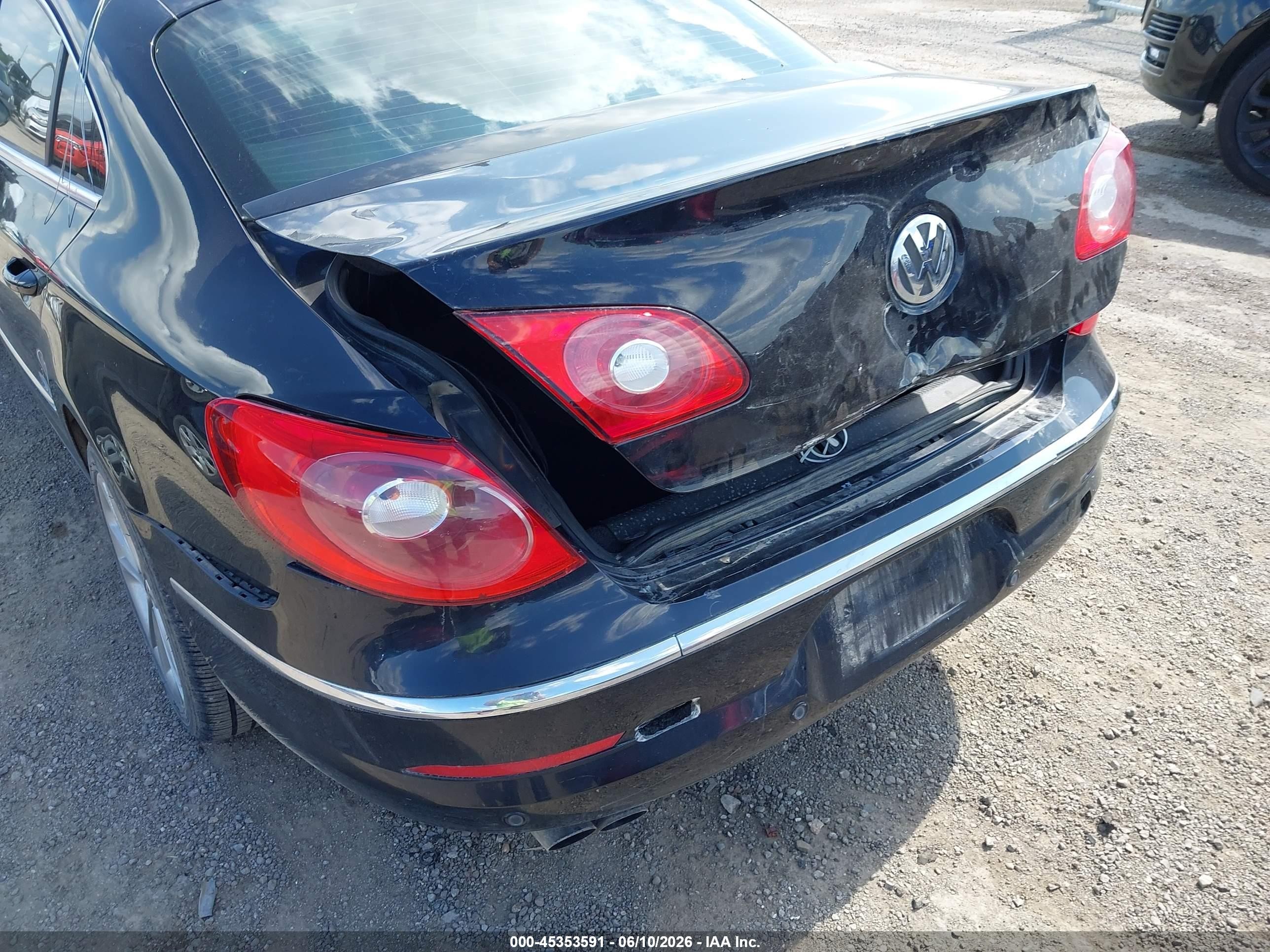 2009 Volkswagen Cc Luxury Black vin: WVWHL73C79E566455
