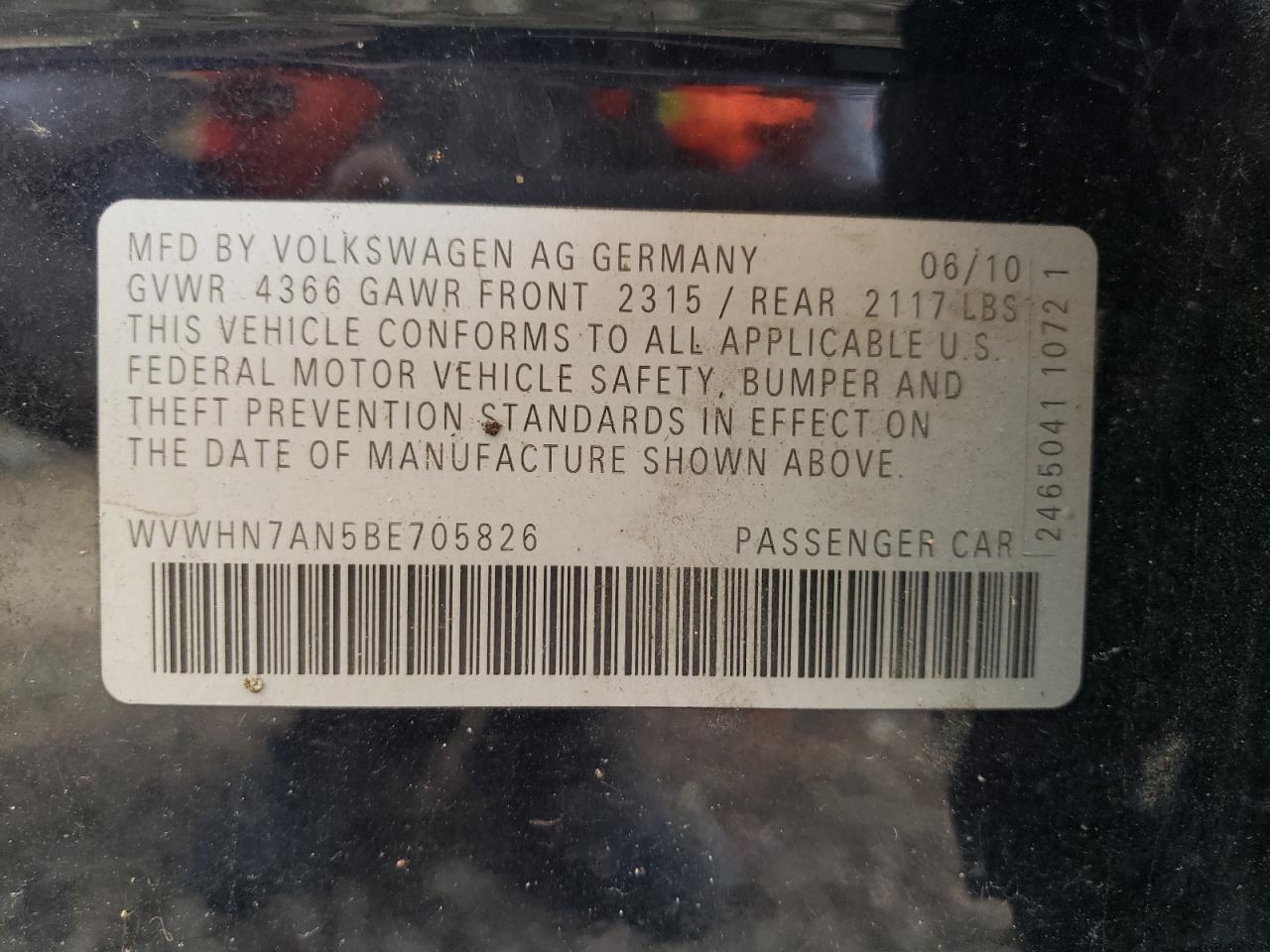 2011 Volkswagen Cc Luxury Black vin: WVWHN7AN5BE705826