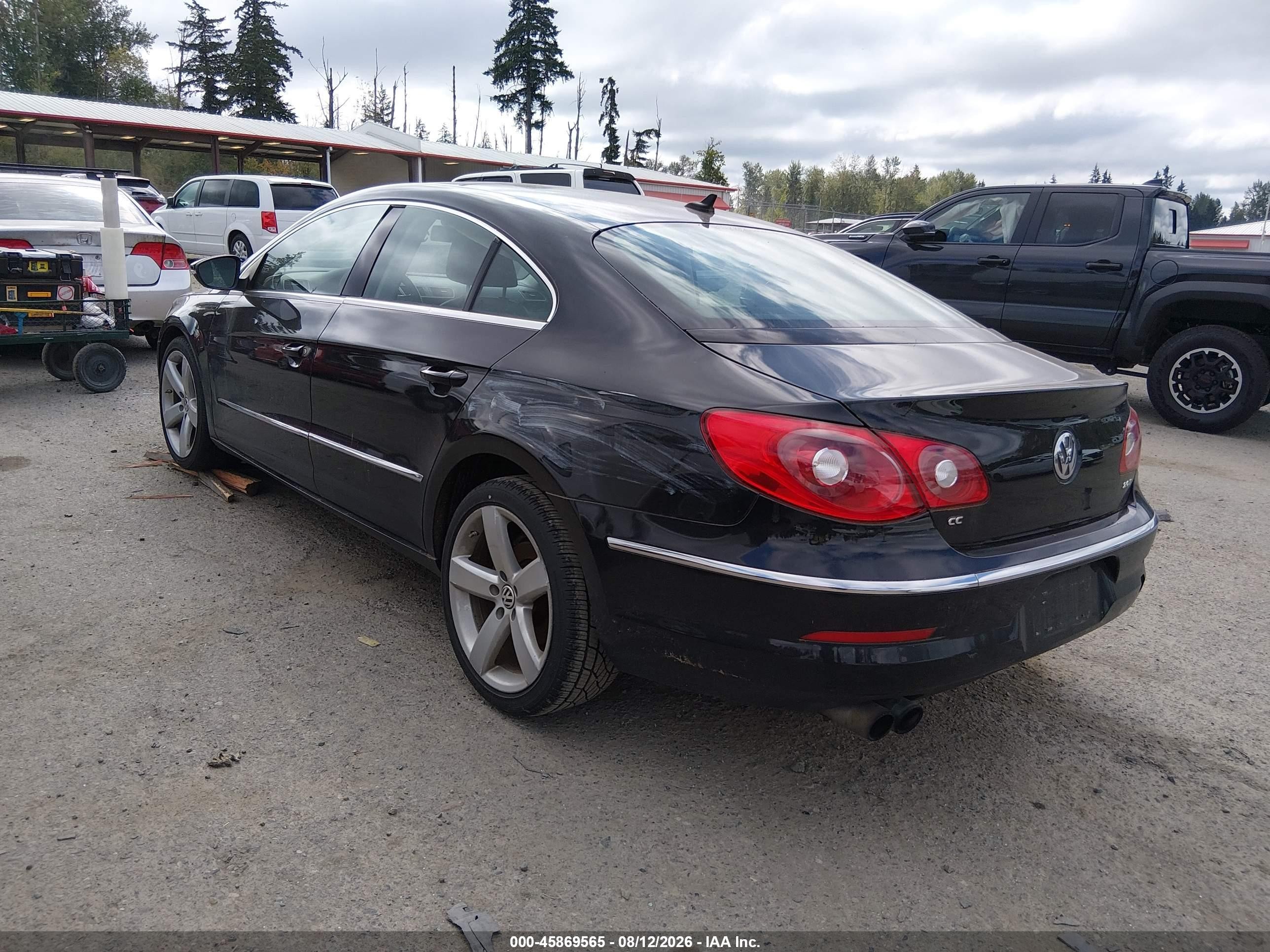 2012 Volkswagen Cc Lux Plus Black vin: WVWHN7AN5CE530785