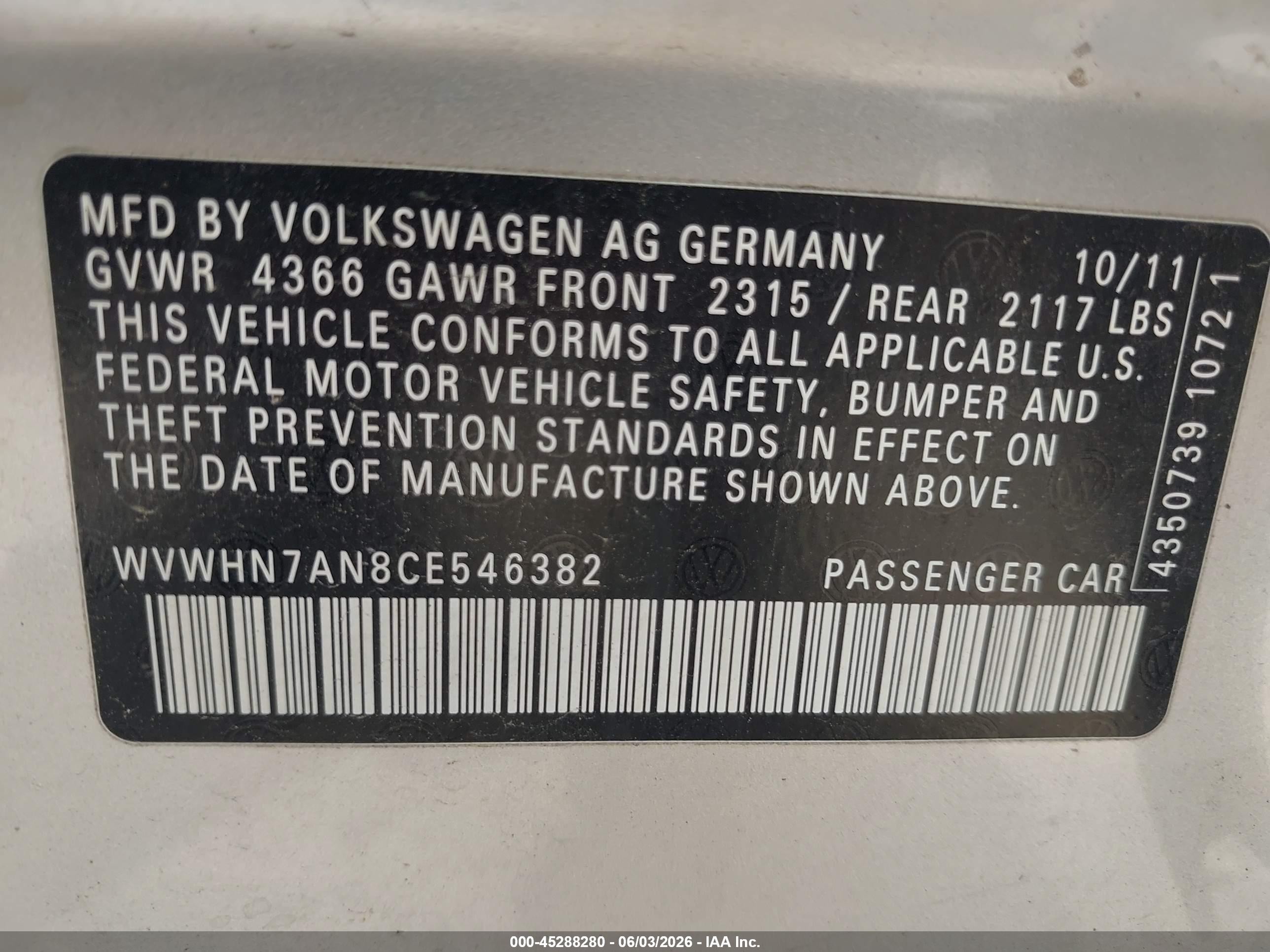 2012 Volkswagen Cc Lux Silver vin: WVWHN7AN8CE546382