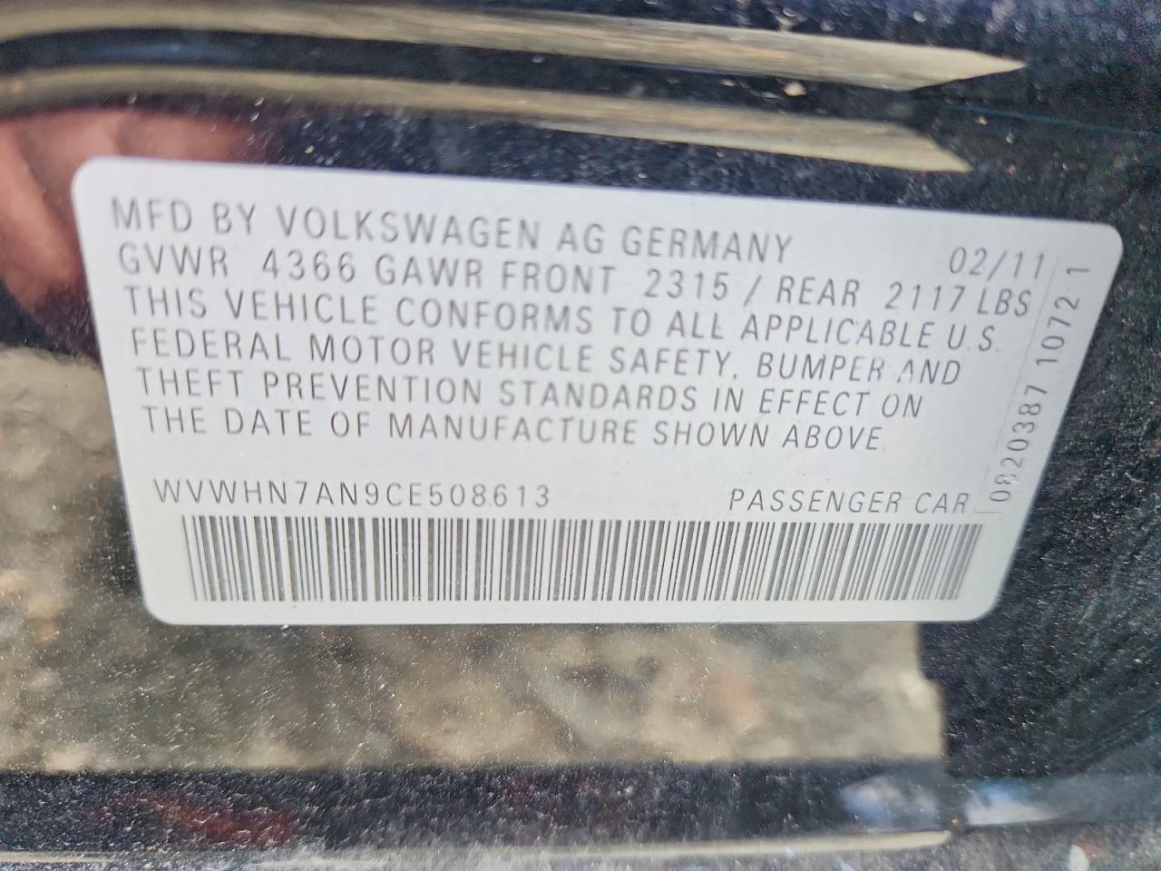 2012 Volkswagen Cc Luxury Black vin: WVWHN7AN9CE508613