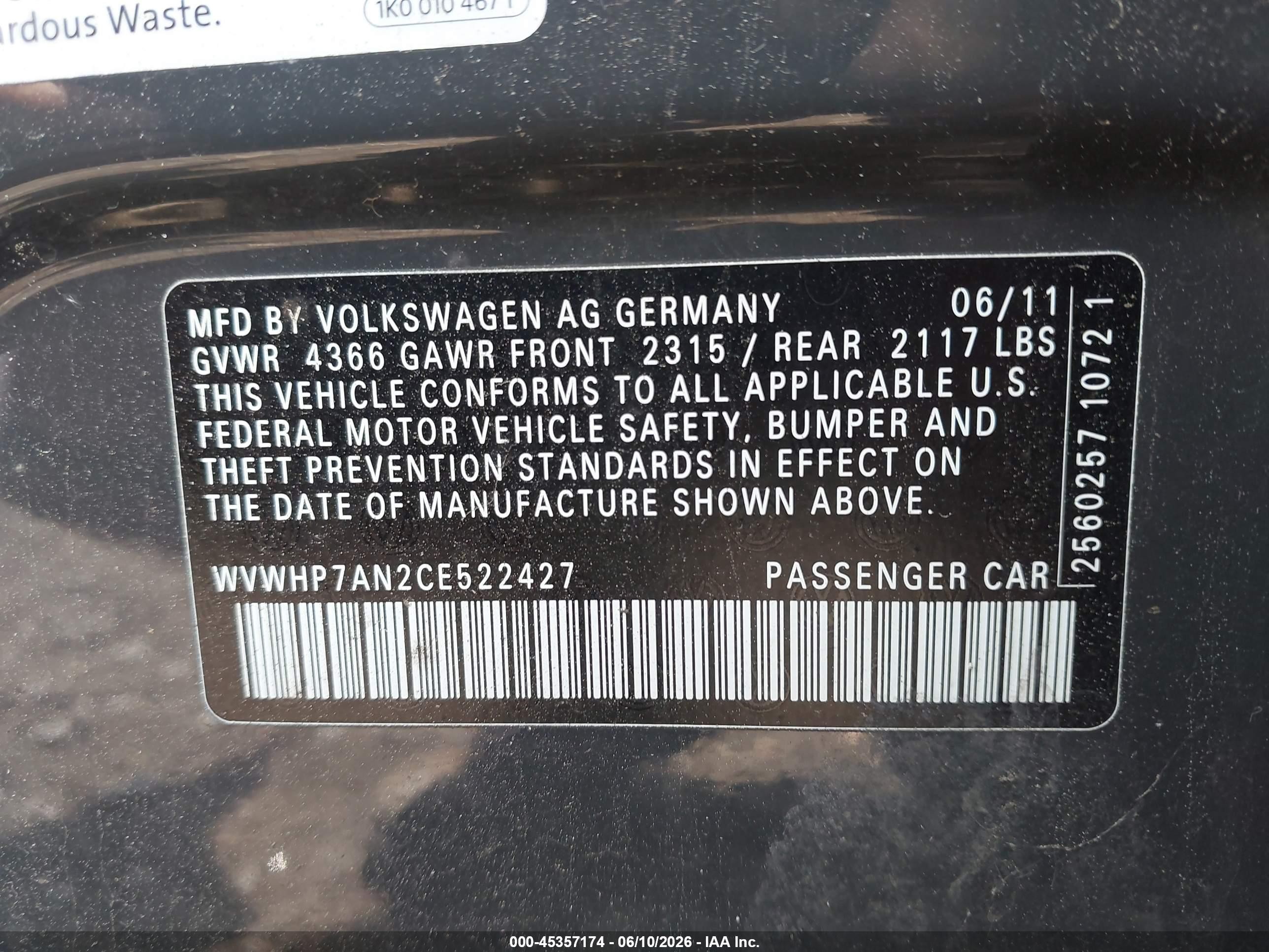 2012 Volkswagen Cc Lux Gray vin: WVWHP7AN2CE522427