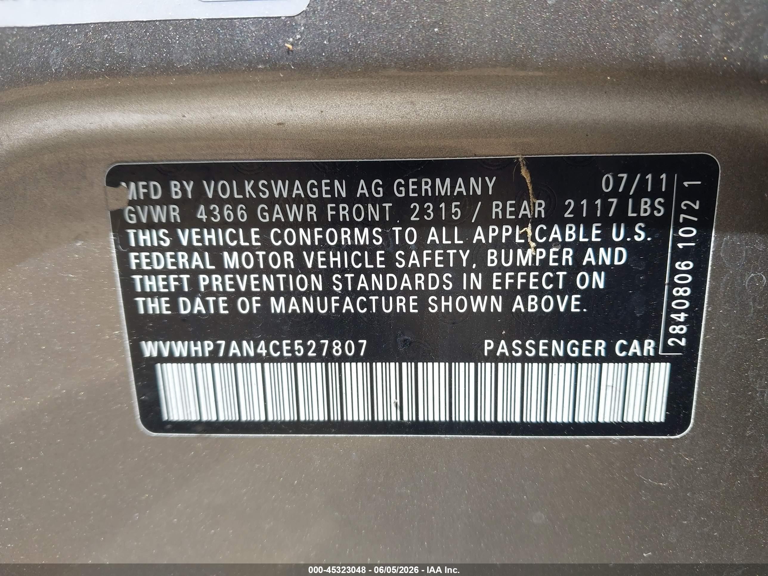 2012 Volkswagen Cc Lux Gray vin: WVWHP7AN4CE527807