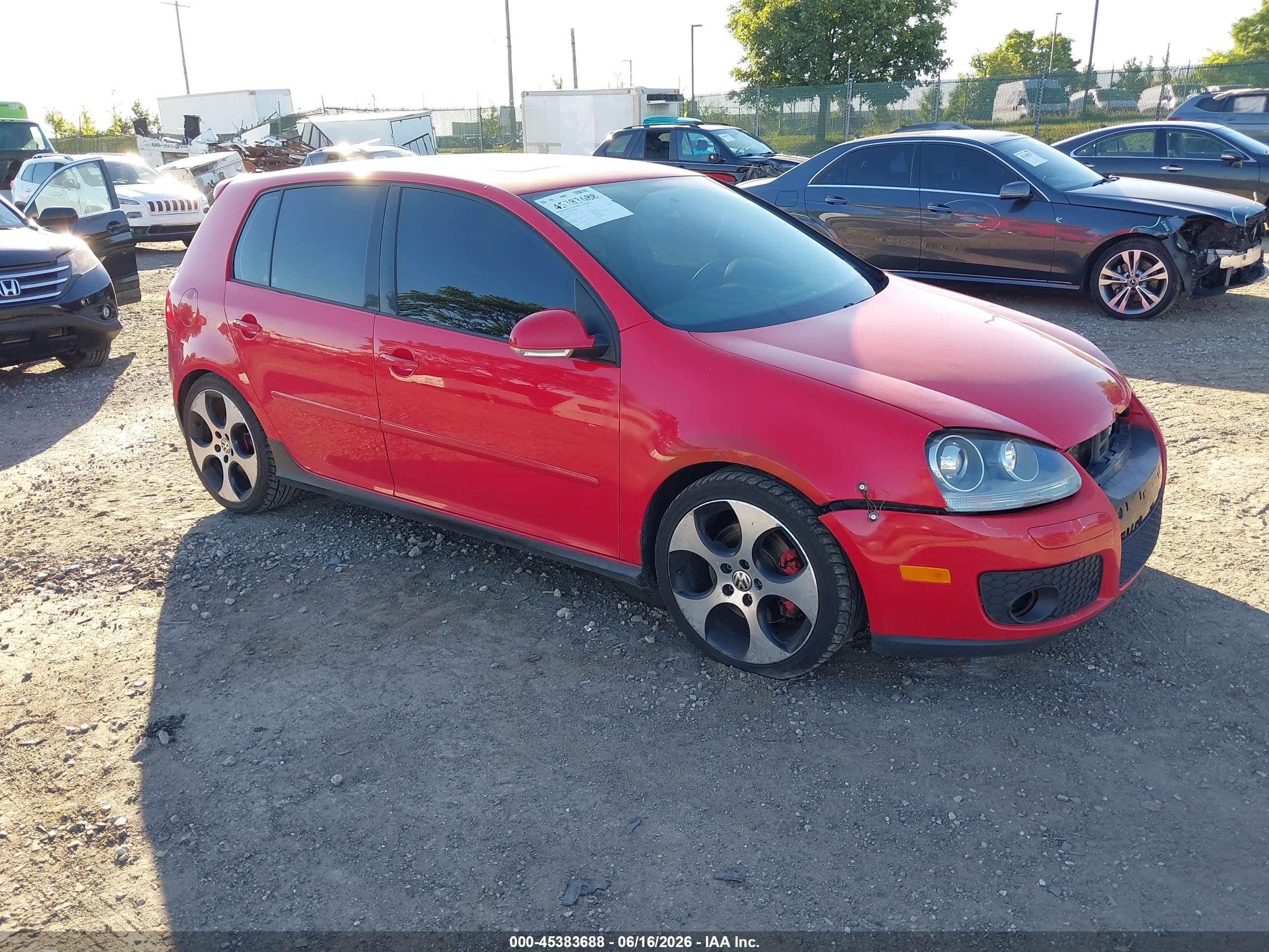 2009 Volkswagen Gti 4-door Red vin: WVWHV71K19W123443