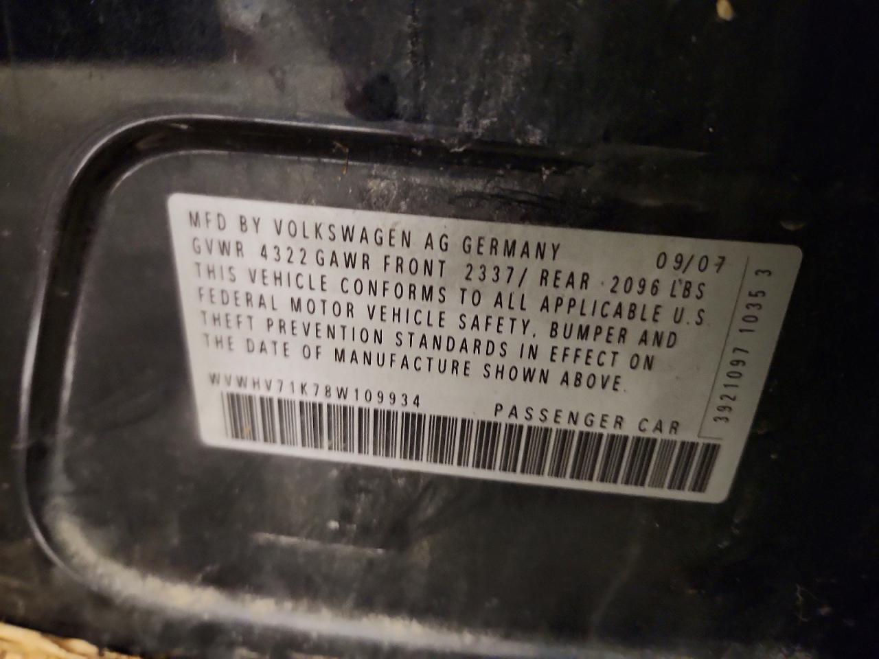 2008 Volkswagen Gti Black vin: WVWHV71K78W109934