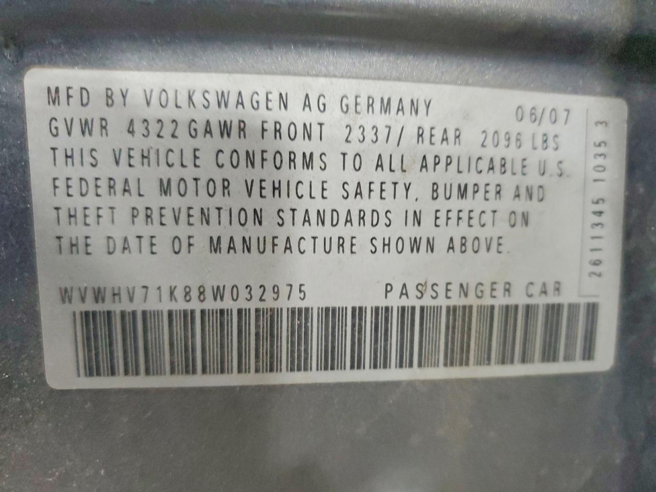 2008 Volkswagen Gti Gray vin: WVWHV71K88W032975