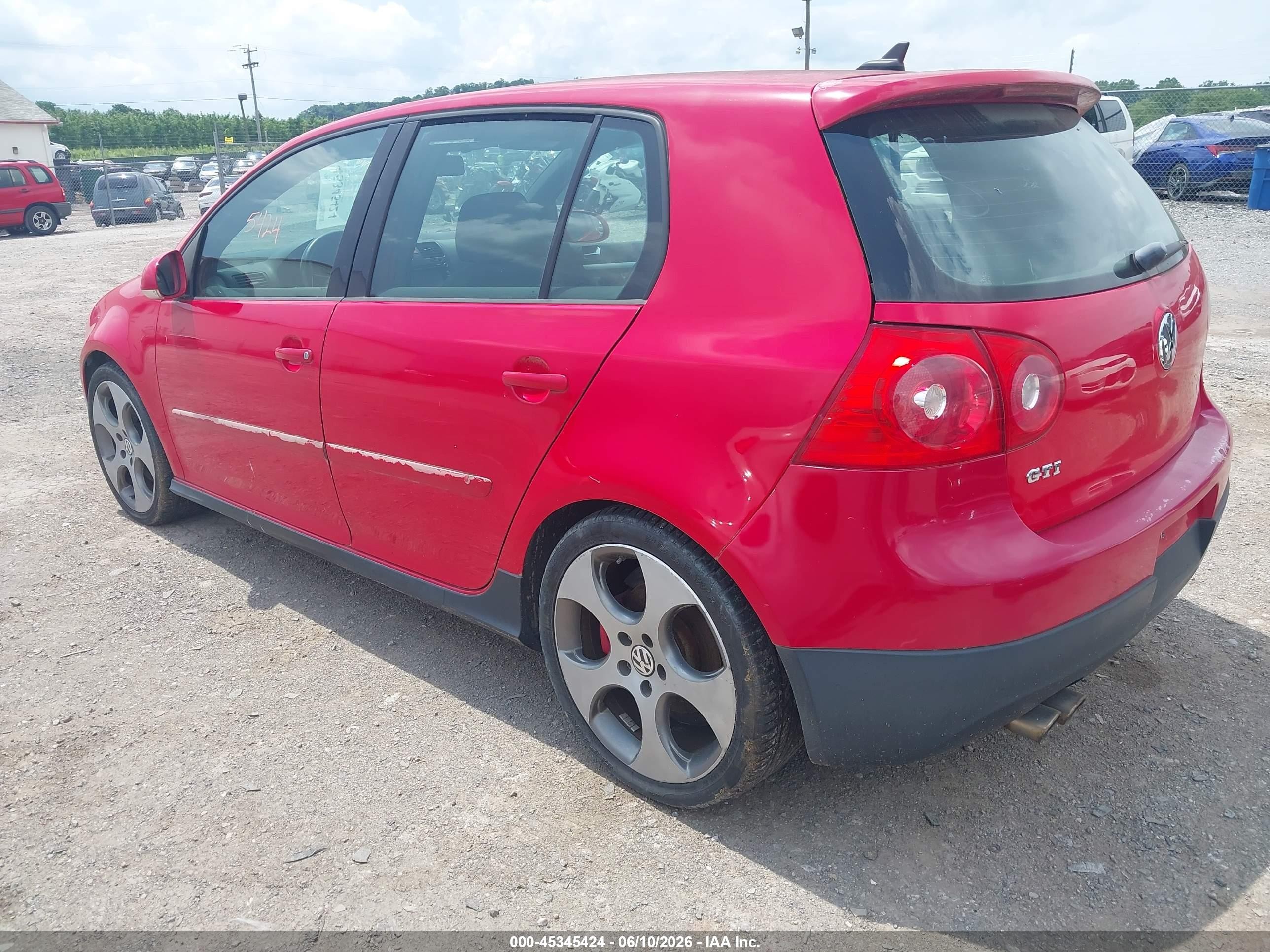 2009 Volkswagen Gti 4-door Red vin: WVWHV71K89W119499