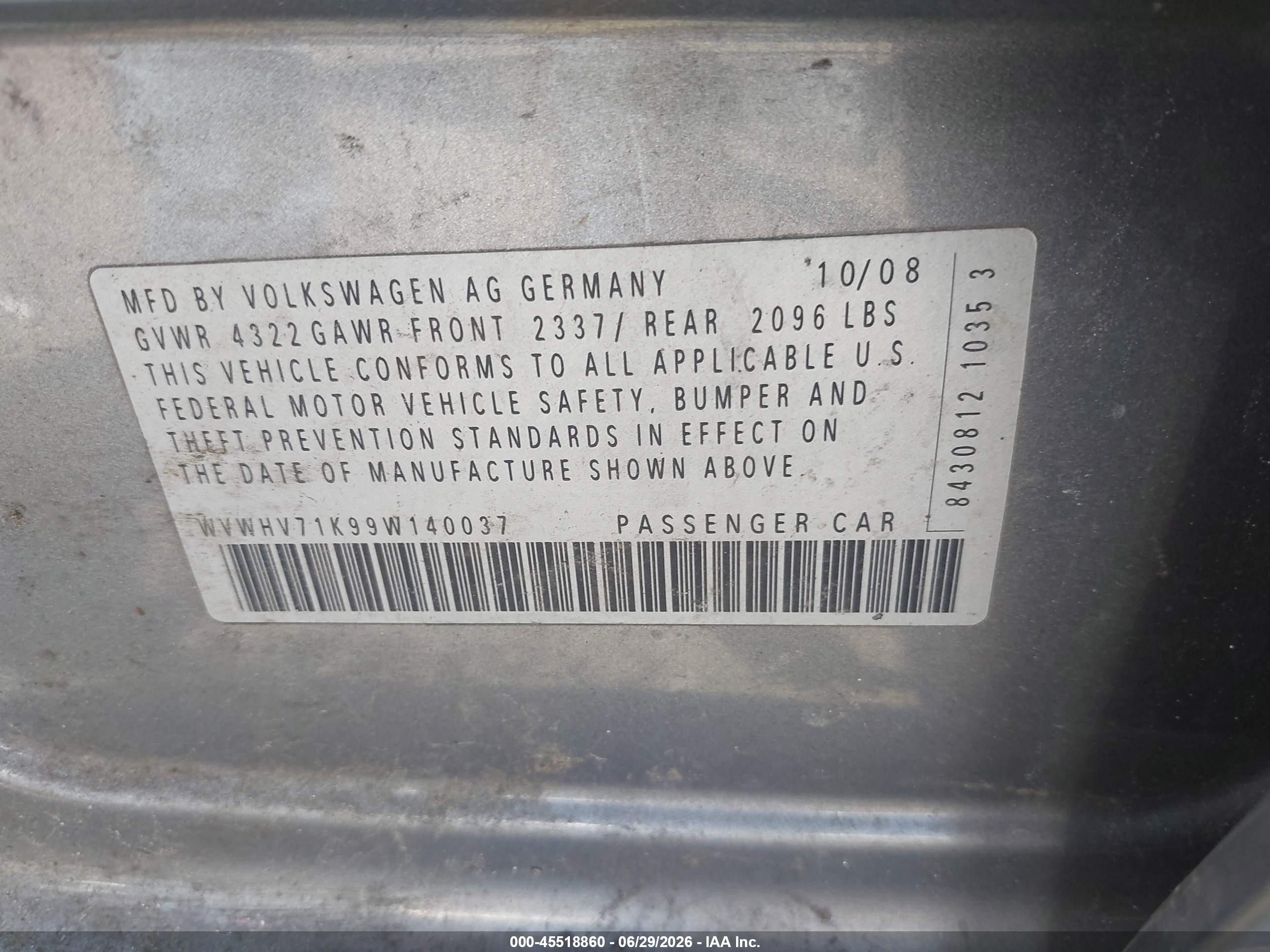 2009 Volkswagen Gti 4-door Gray vin: WVWHV71K99W140037