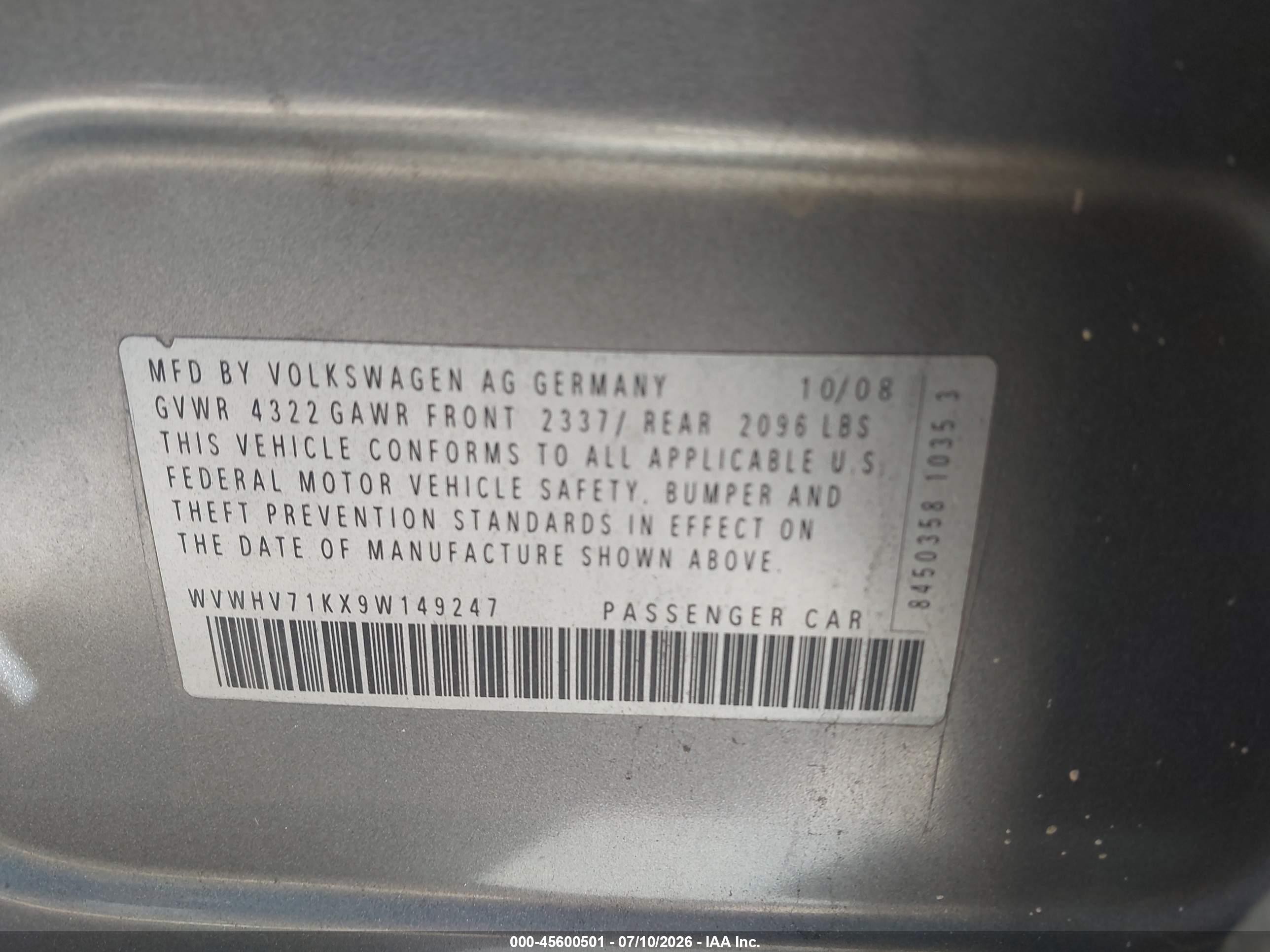 2009 Volkswagen Gti 4-door Gray vin: WVWHV71KX9W149247