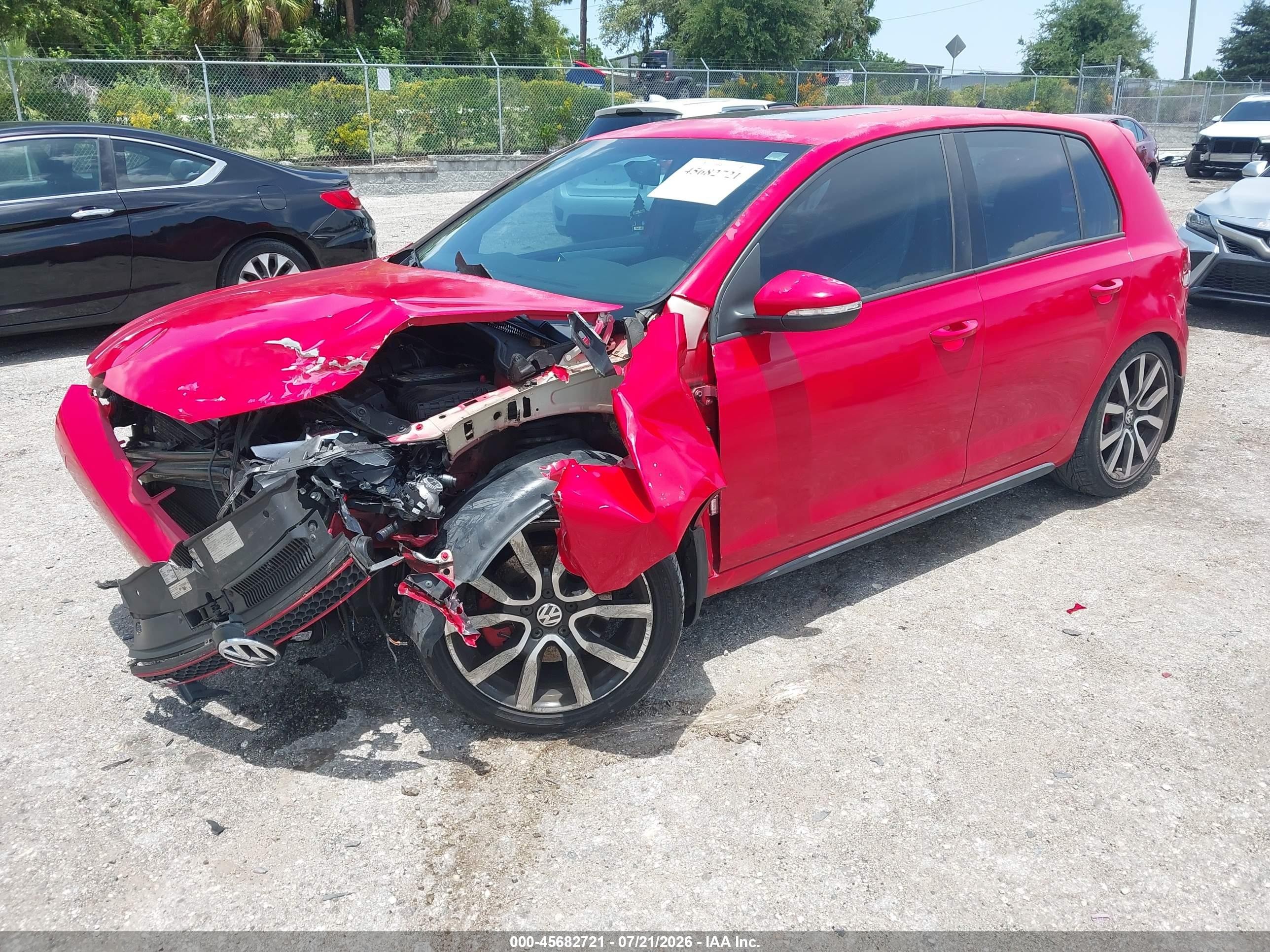 2012 Volkswagen Gti 4-door Autobahn Red vin: WVWHV7AJ0CW023347