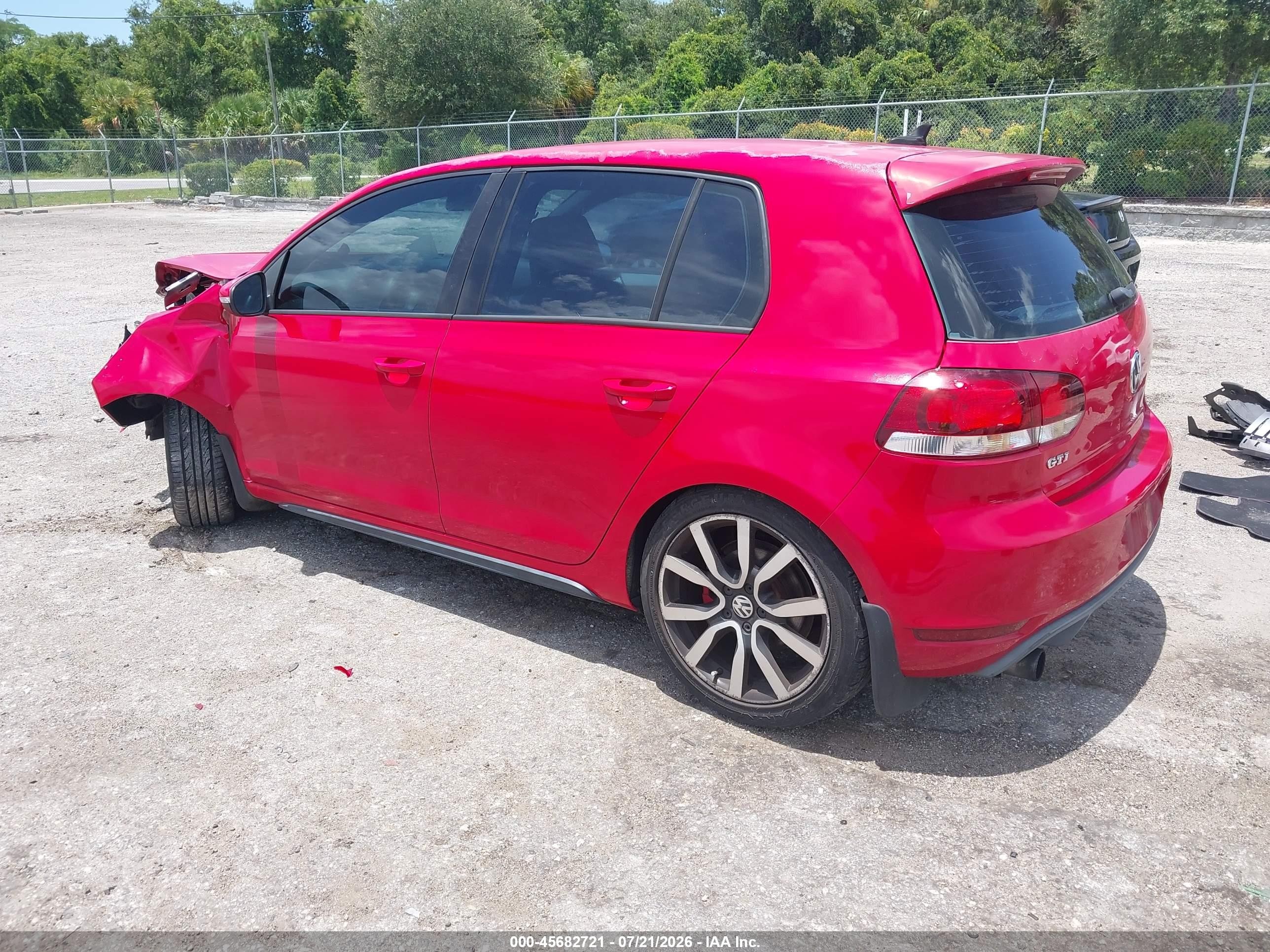 2012 Volkswagen Gti 4-door Autobahn Red vin: WVWHV7AJ0CW023347