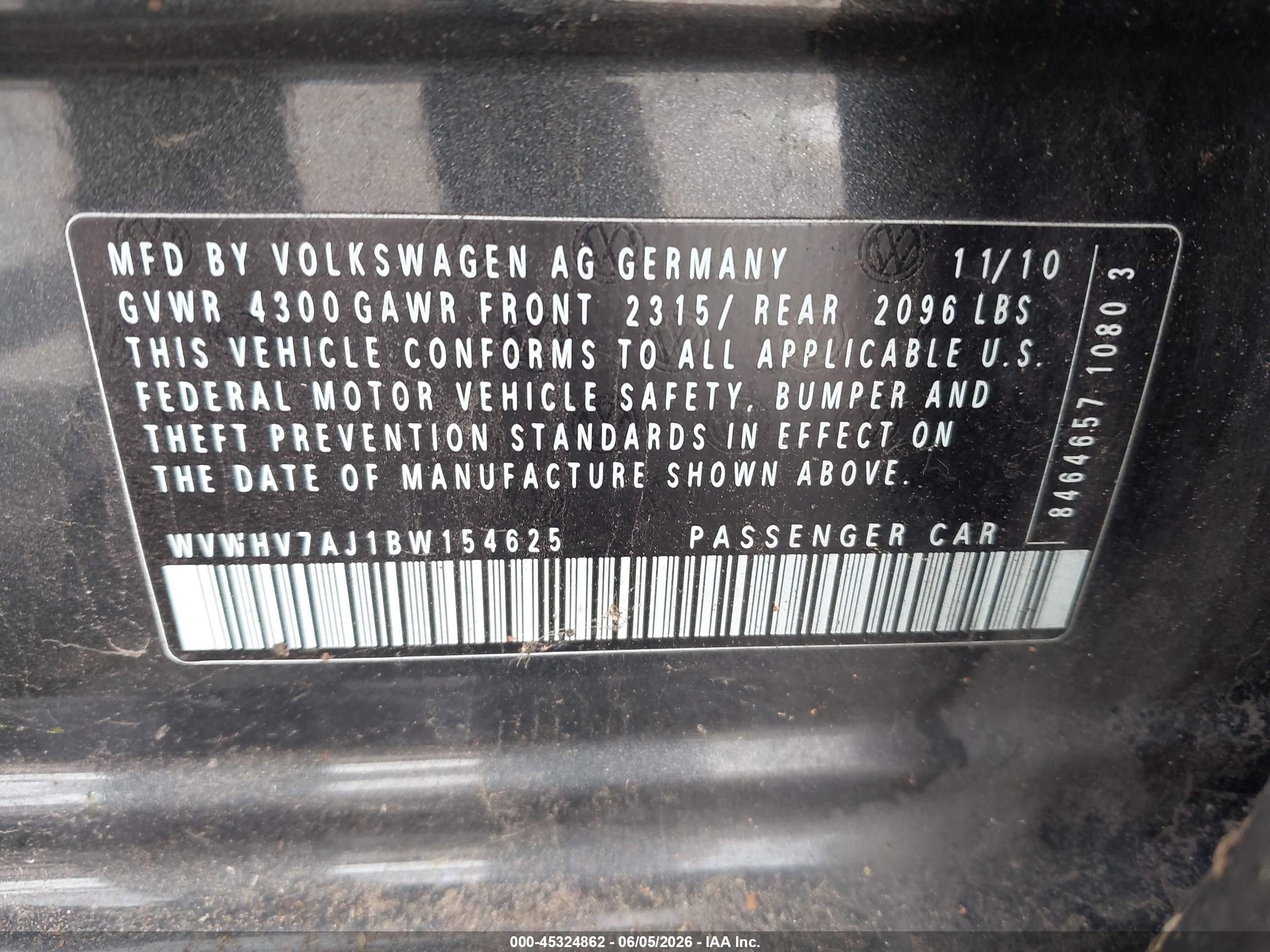 2011 Volkswagen Gti 4-door Autobahn Gray vin: WVWHV7AJ1BW154625