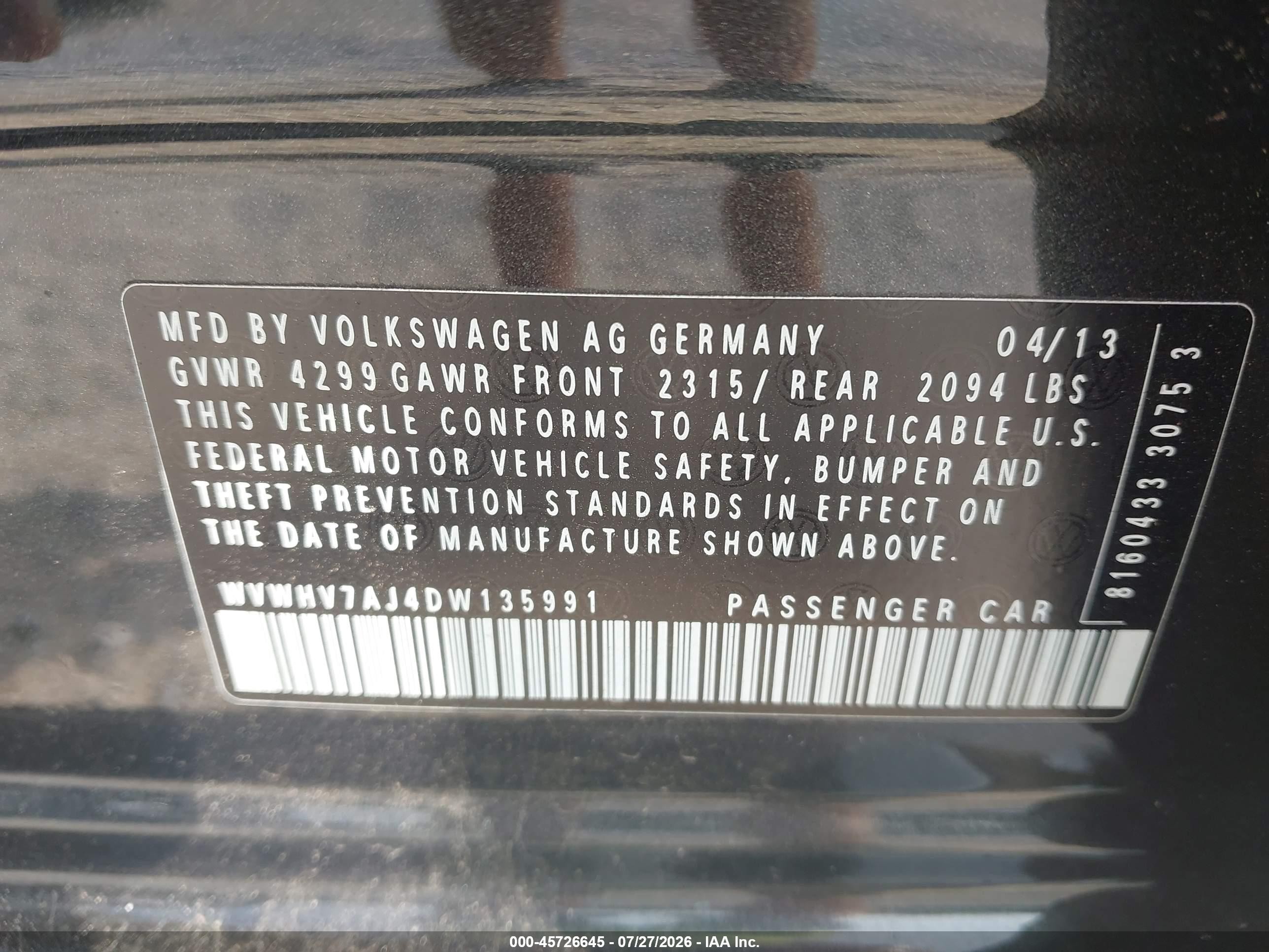 2013 Volkswagen Gti Wolfsburg Edition Gray vin: WVWHV7AJ4DW135991