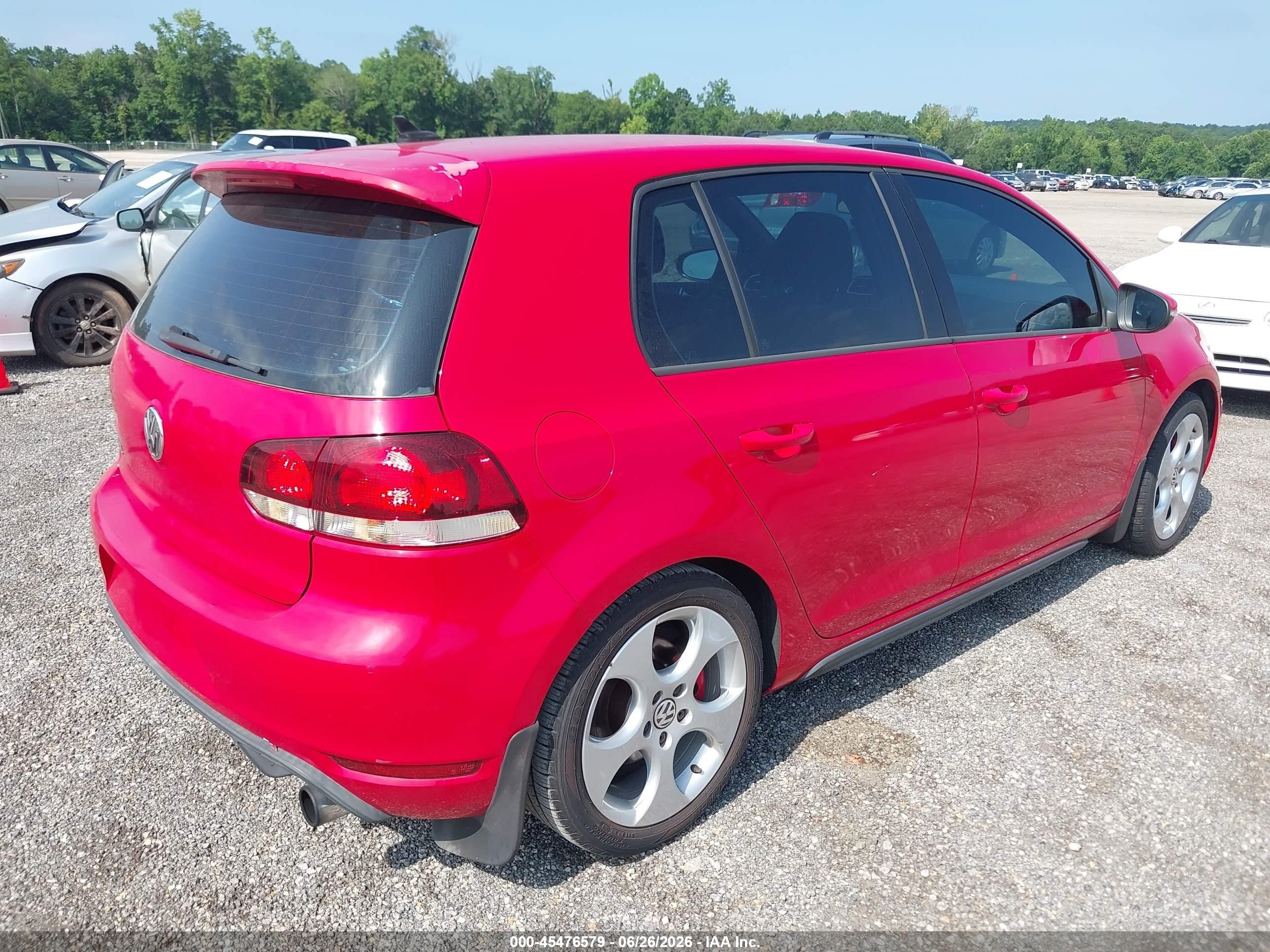 2010 Volkswagen Gti 4-door Red vin: WVWHV7AJ6AW303108