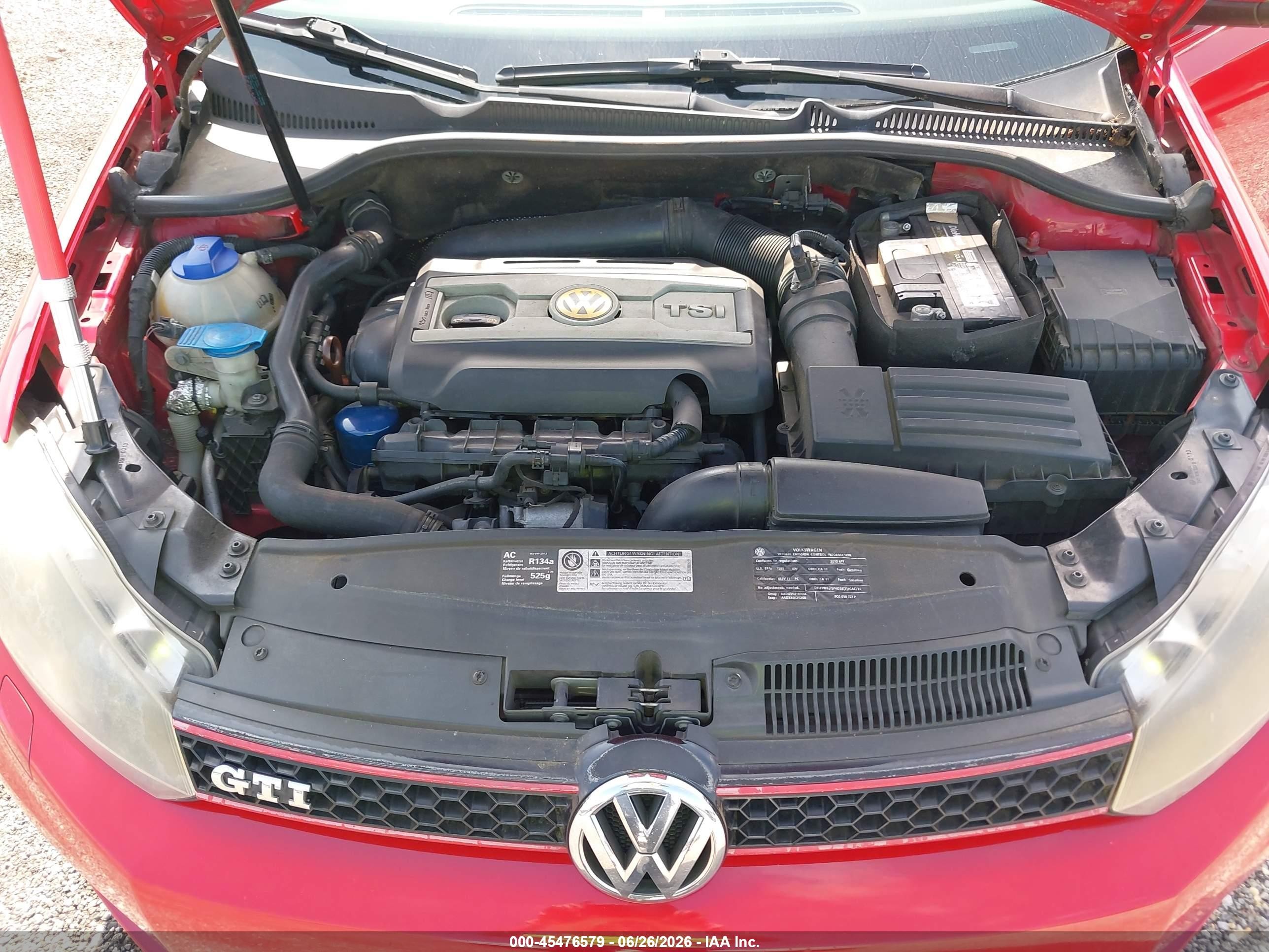 2010 Volkswagen Gti 4-door Red vin: WVWHV7AJ6AW303108
