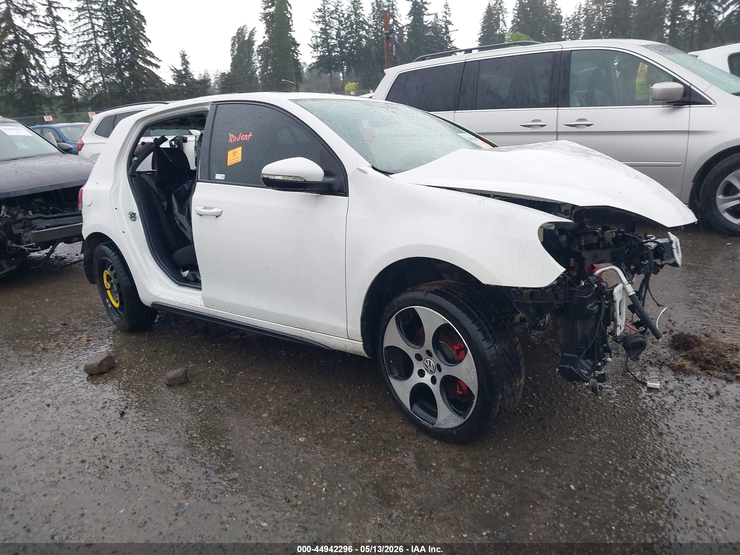 2012 Volkswagen Gti 4-door White vin: WVWHV7AJ6CW267603