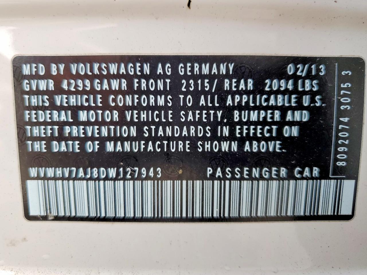 2013 Volkswagen Gti White vin: WVWHV7AJ8DW127943