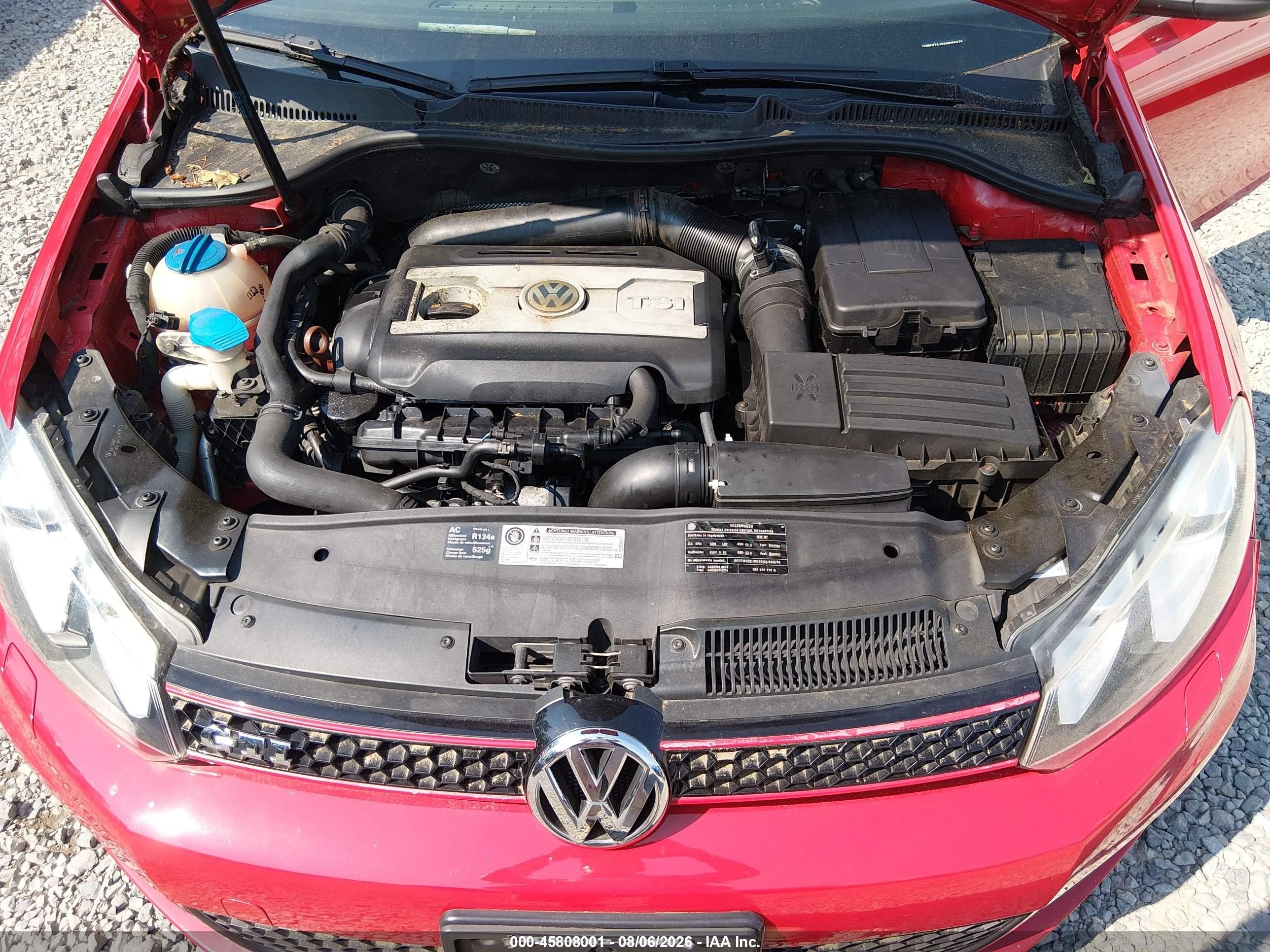 2010 Volkswagen Gti 4-door Red vin: WVWHV7AJ9AW086878