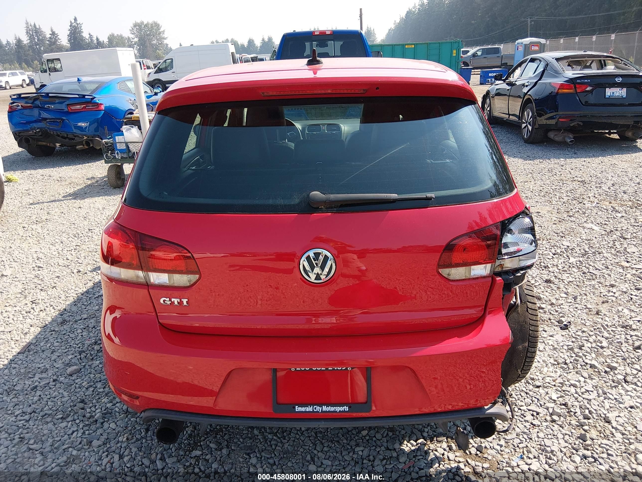 2010 Volkswagen Gti 4-door Red vin: WVWHV7AJ9AW086878