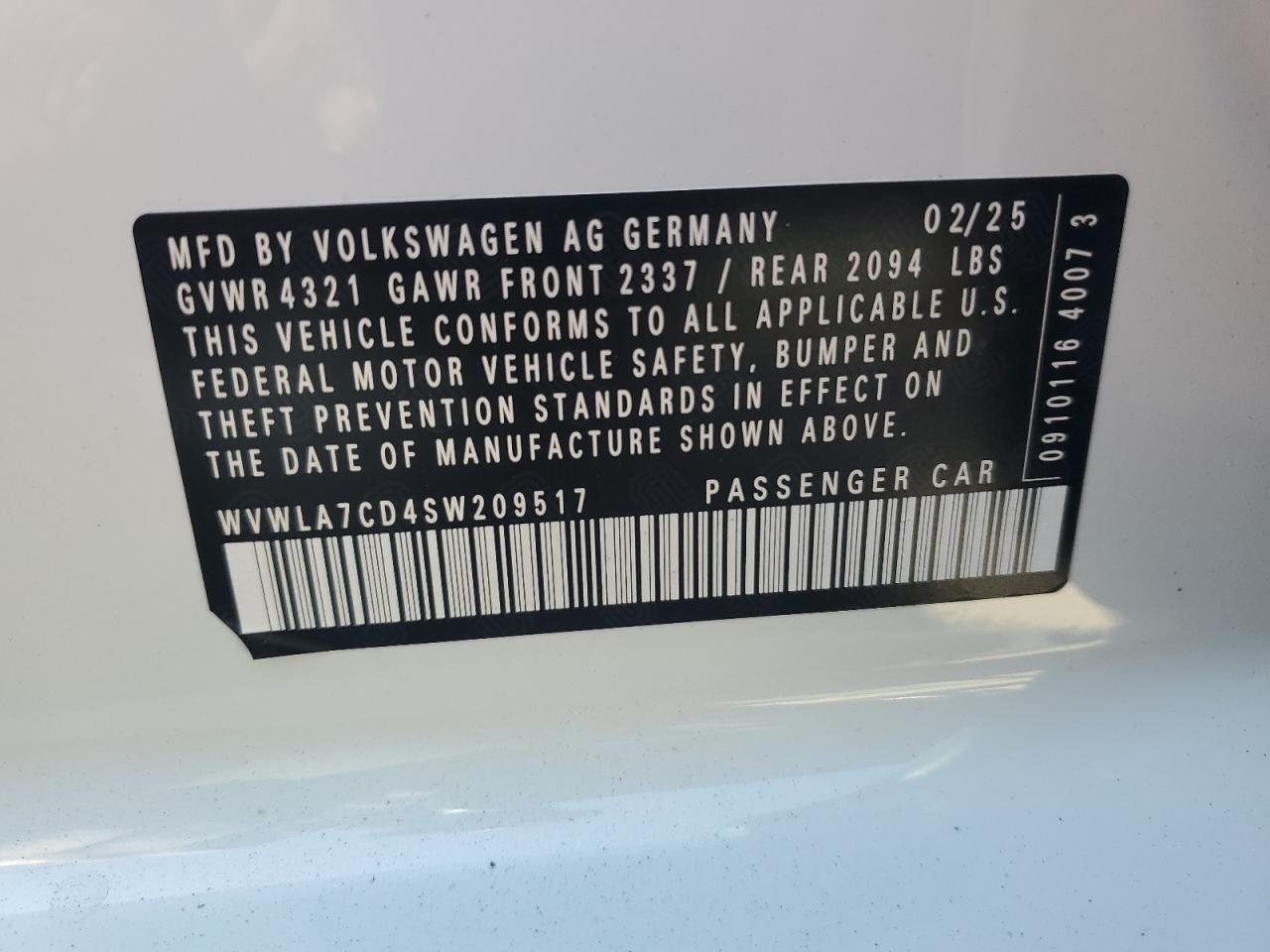 2025 Volkswagen Gti S   Белый vin: WVWLA7CD4SW209517