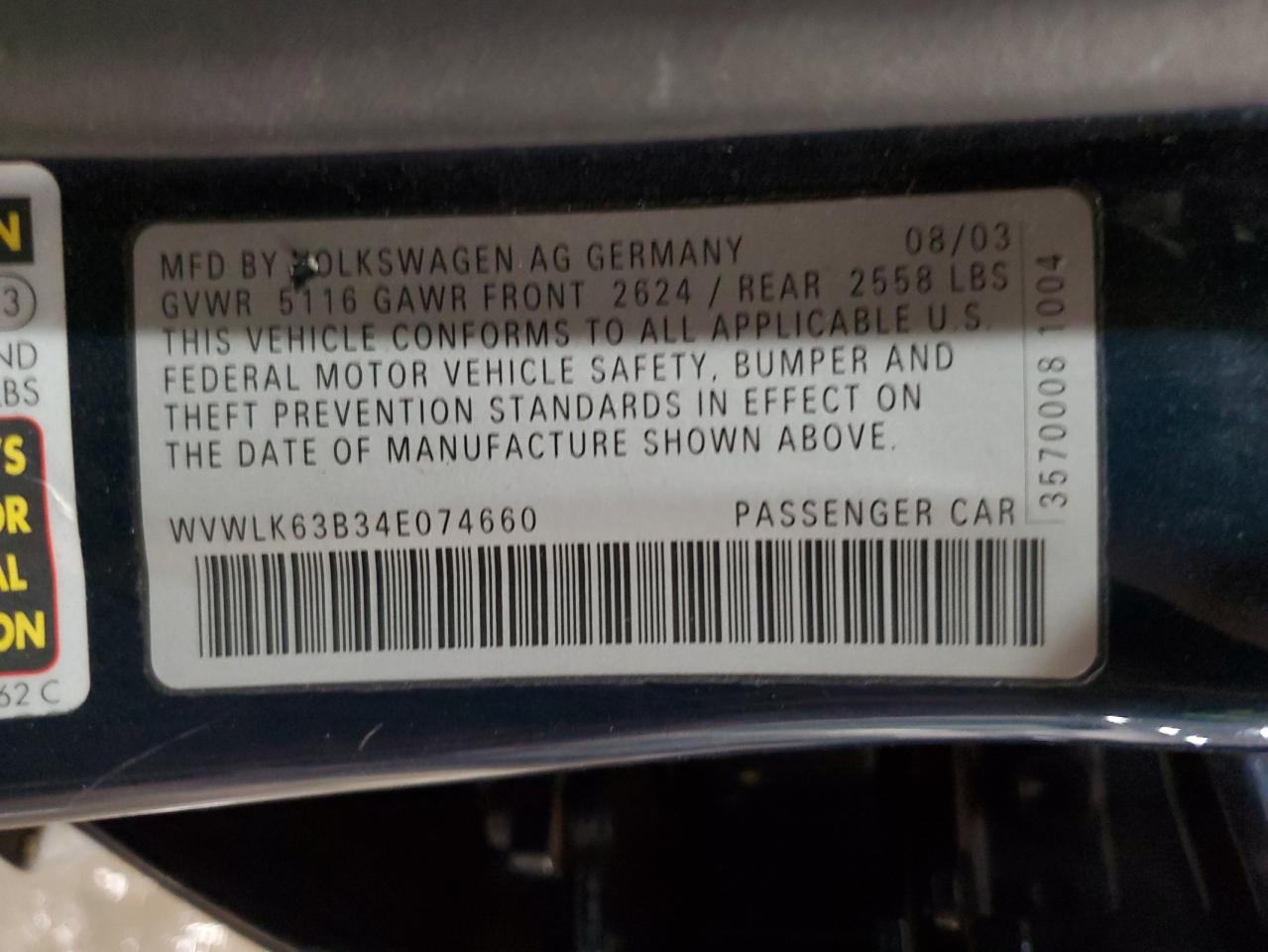 2004 Volkswagen Passat W8 4motion Синий vin: WVWLK63B34E074660