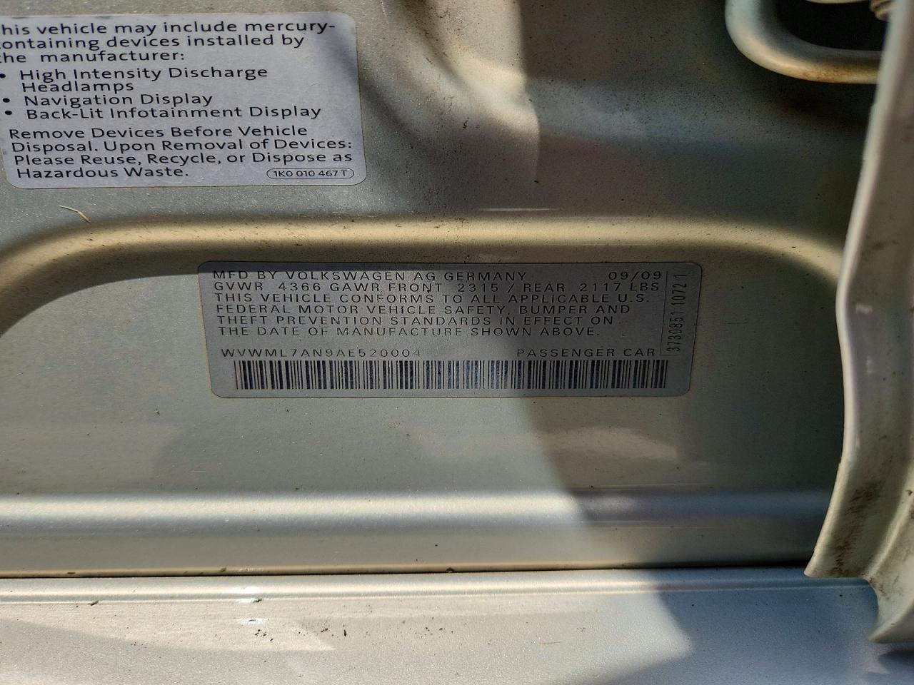 2010 Volkswagen Cc Sport Silver vin: WVWML7AN9AE520004