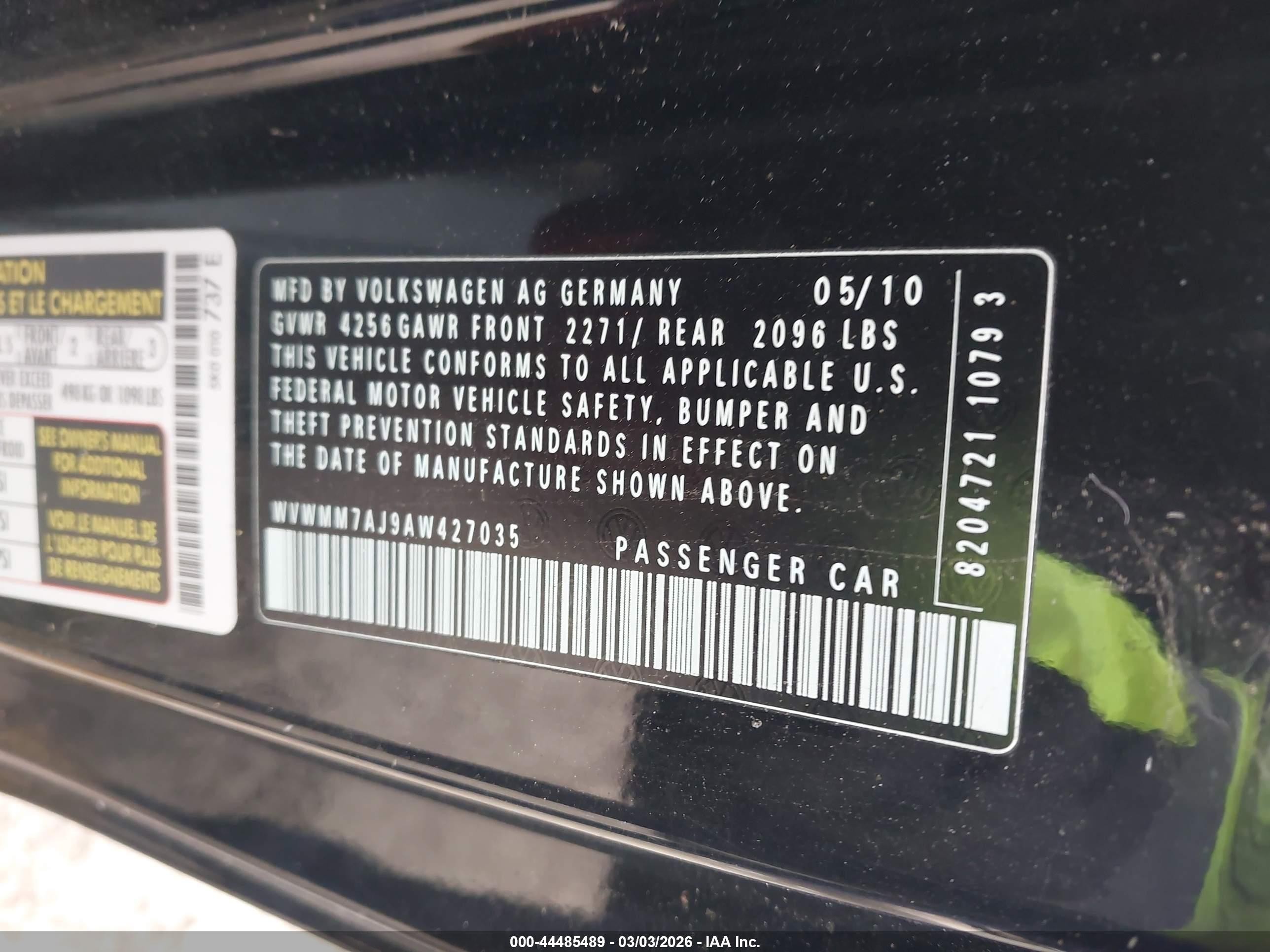 2010 Volkswagen Golf Tdi Черный vin: WVWMM7AJ9AW427035