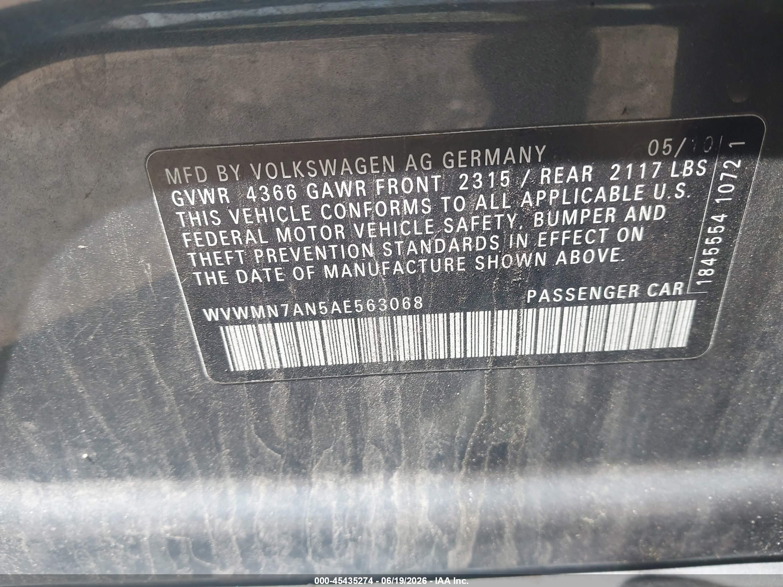 2010 Volkswagen Cc Sport Gray vin: WVWMN7AN5AE563068
