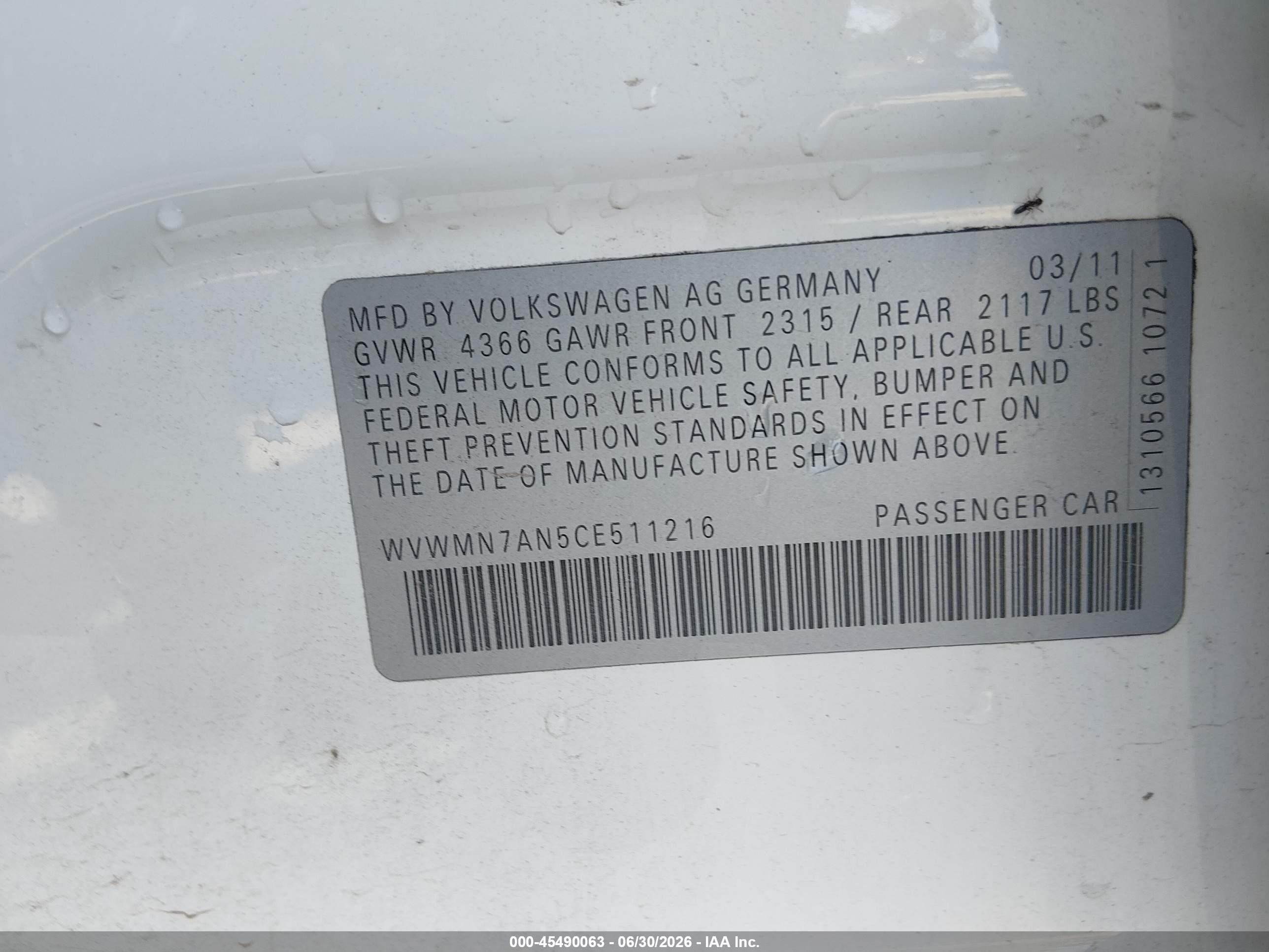 2012 Volkswagen Cc R-line White vin: WVWMN7AN5CE511216