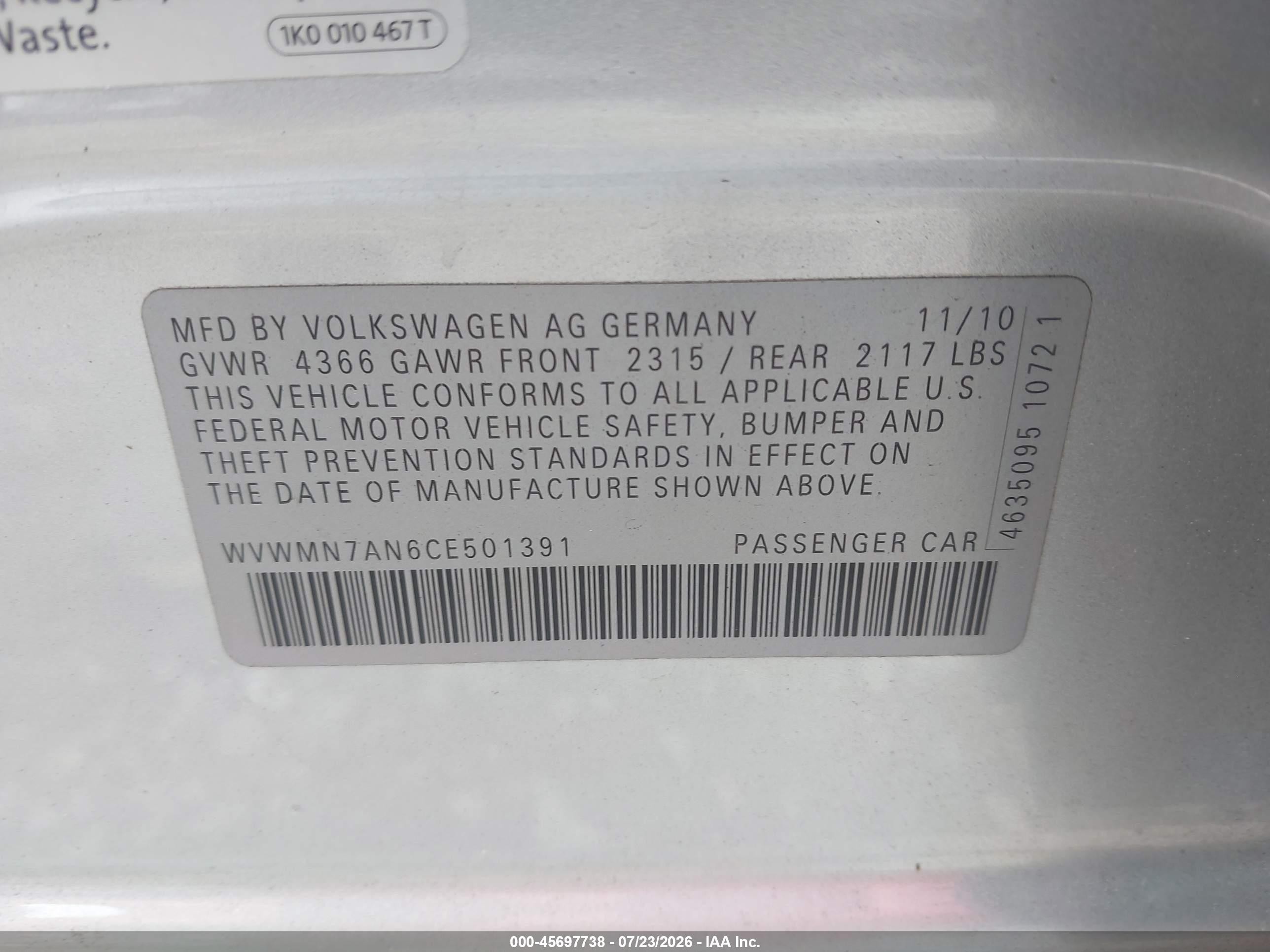 2012 Volkswagen Cc R-line Silver vin: WVWMN7AN6CE501391