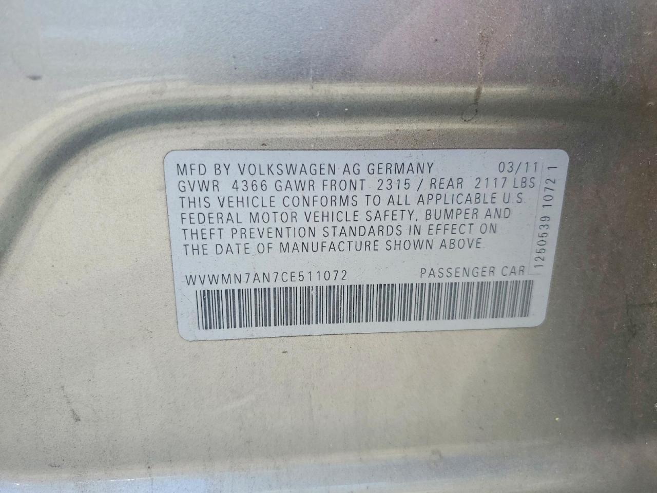 2012 Volkswagen Cc Sport Silver vin: WVWMN7AN7CE511072