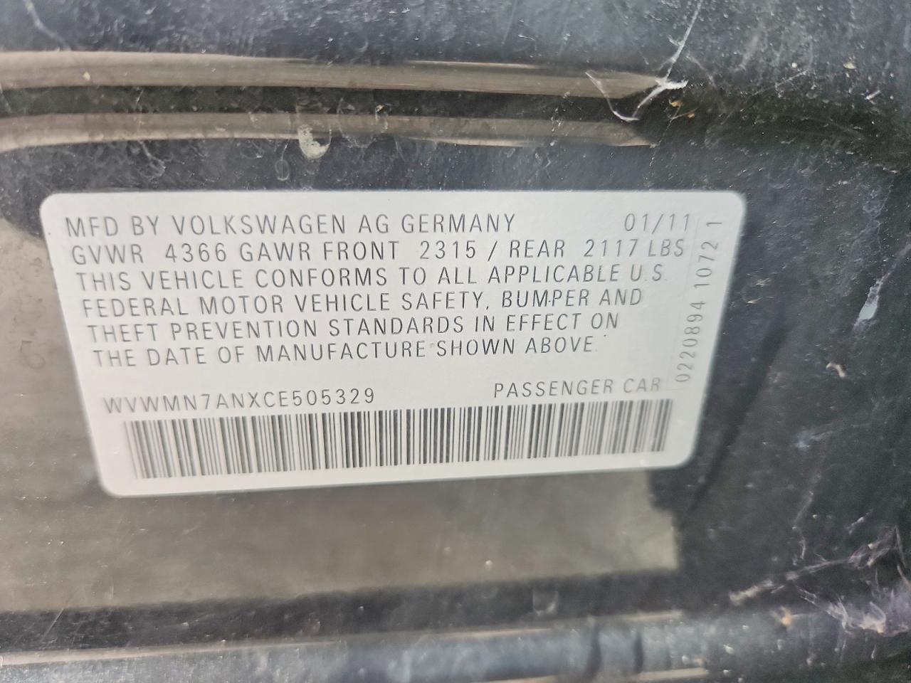 2012 Volkswagen Cc Sport Gray vin: WVWMN7ANXCE505329