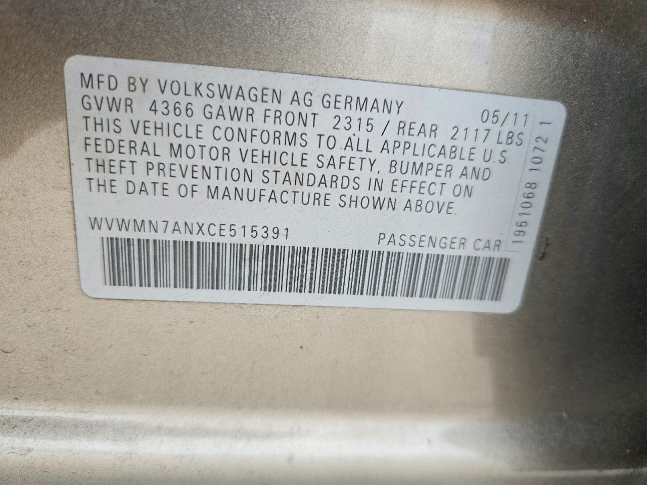 2012 Volkswagen Cc Sport Gray vin: WVWMN7ANXCE515391