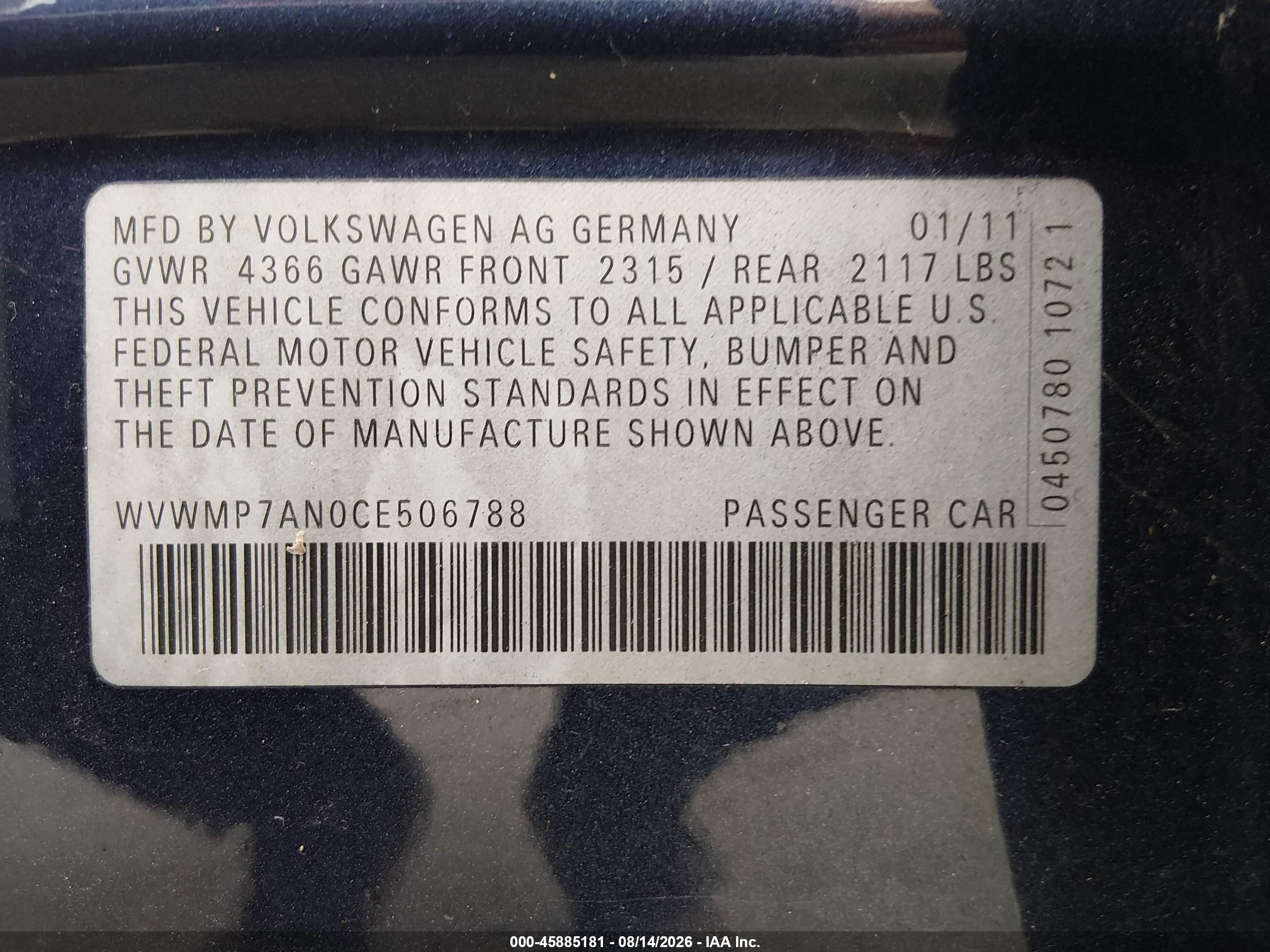 2012 Volkswagen Cc Sport Blue vin: WVWMP7AN0CE506788