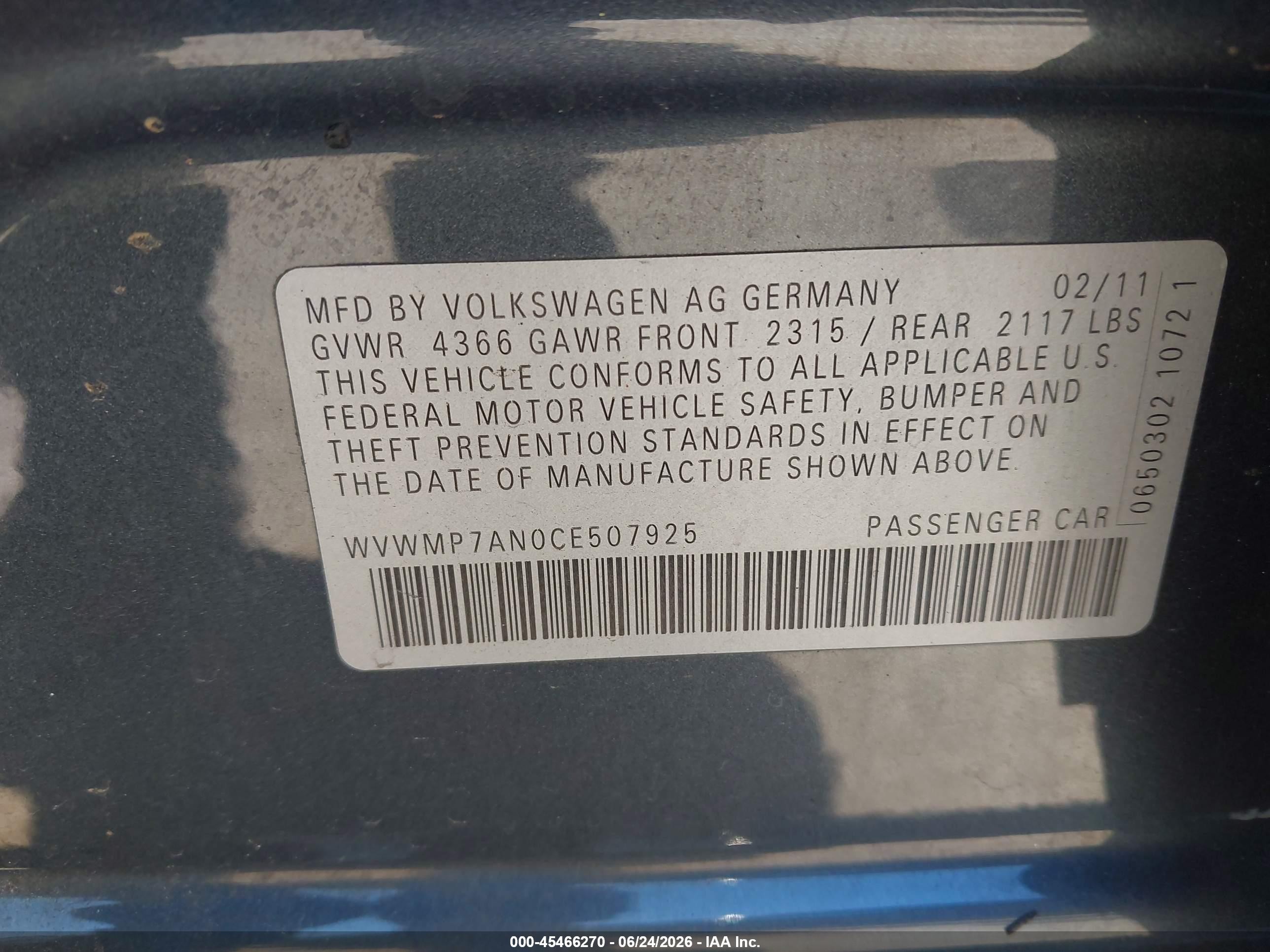 2012 Volkswagen Cc Sport Gray vin: WVWMP7AN0CE507925