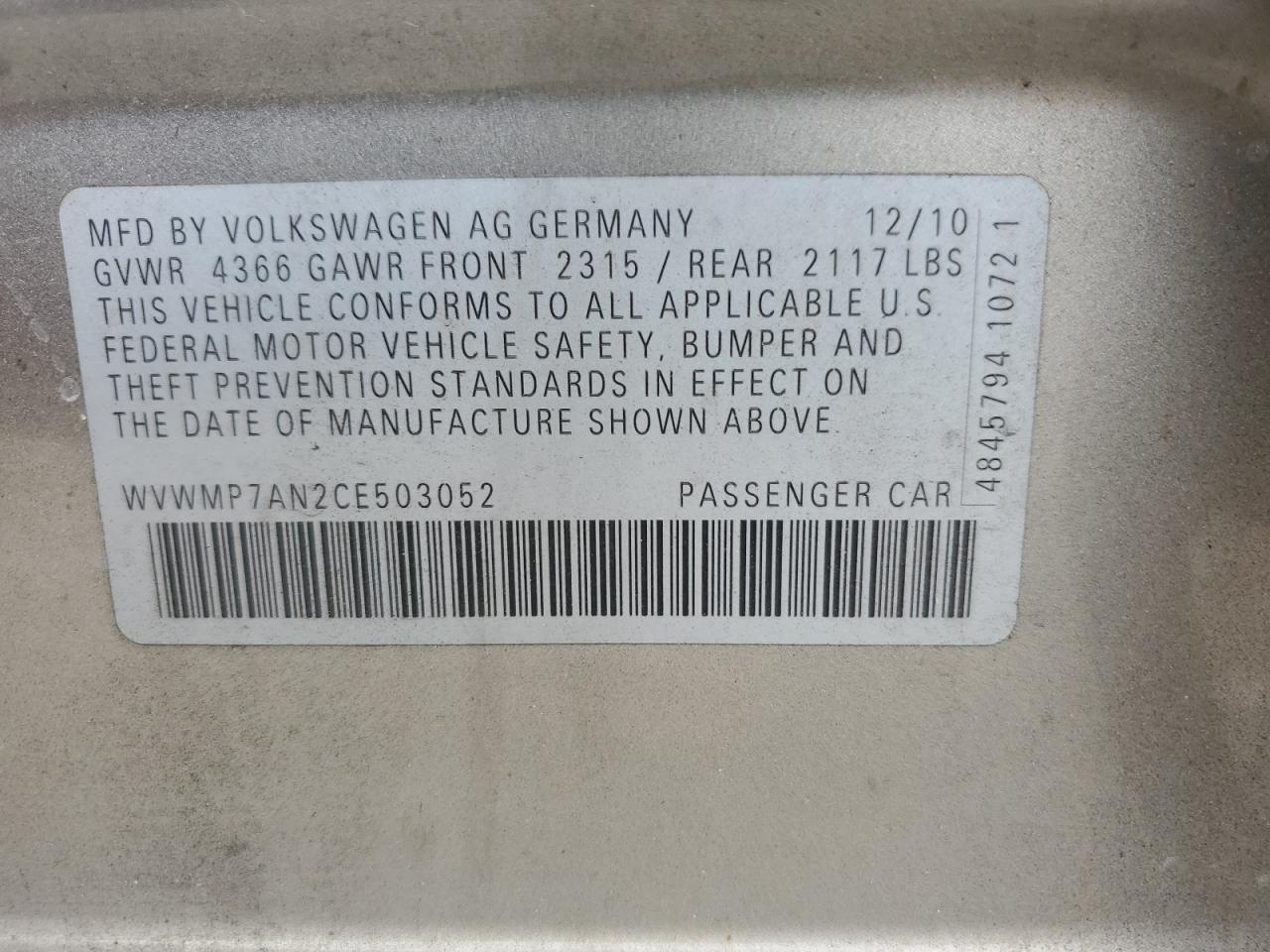 2012 Volkswagen Cc Sport Бежевый vin: WVWMP7AN2CE503052