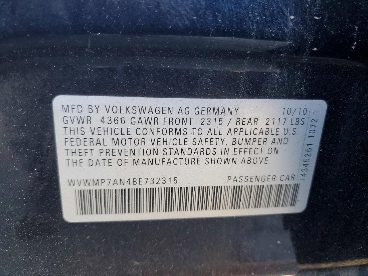 2011 Volkswagen Cc Sport Black vin: WVWMP7AN4BE732315