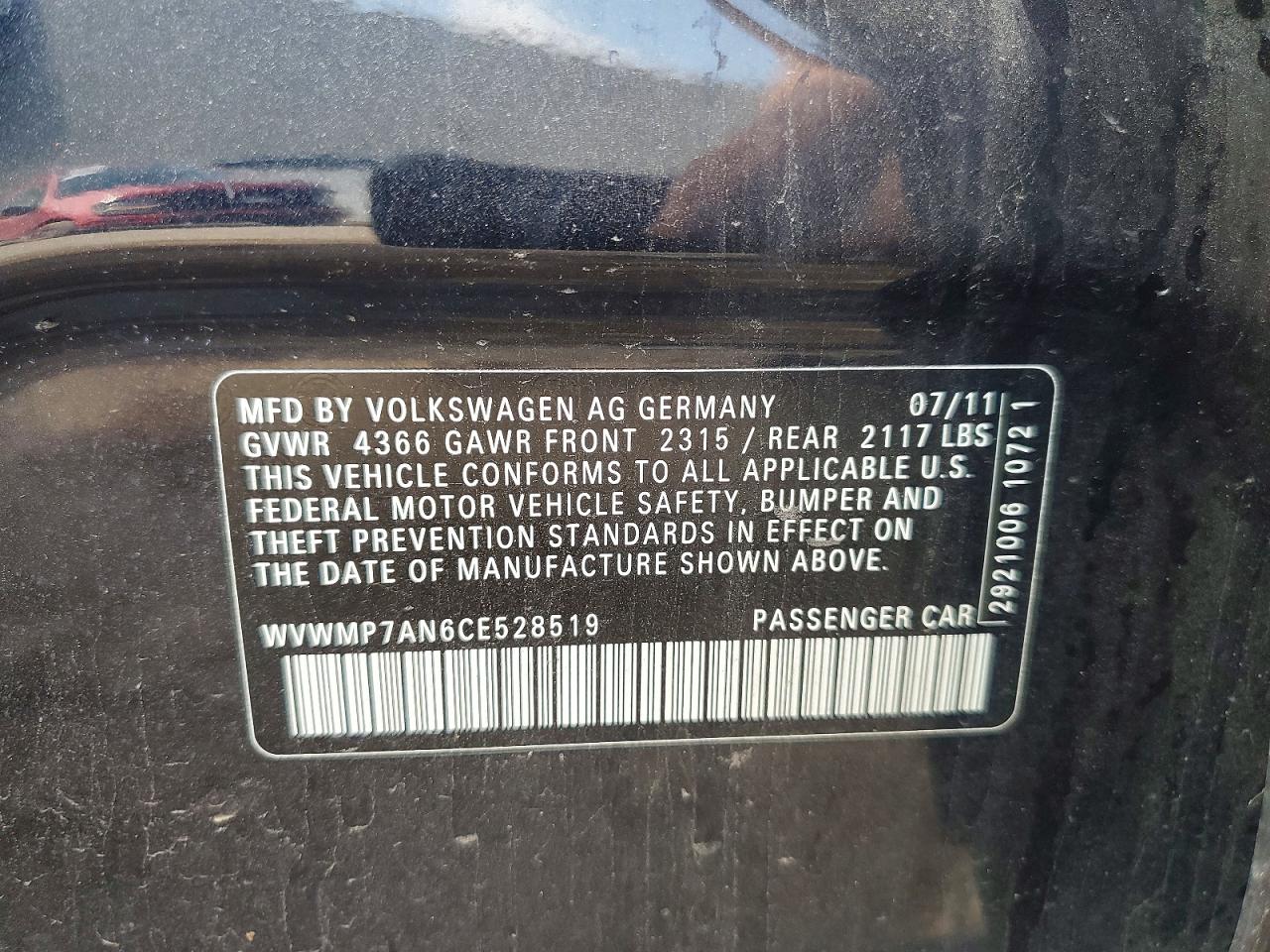 2012 Volkswagen Cc Sport Black vin: WVWMP7AN6CE528519