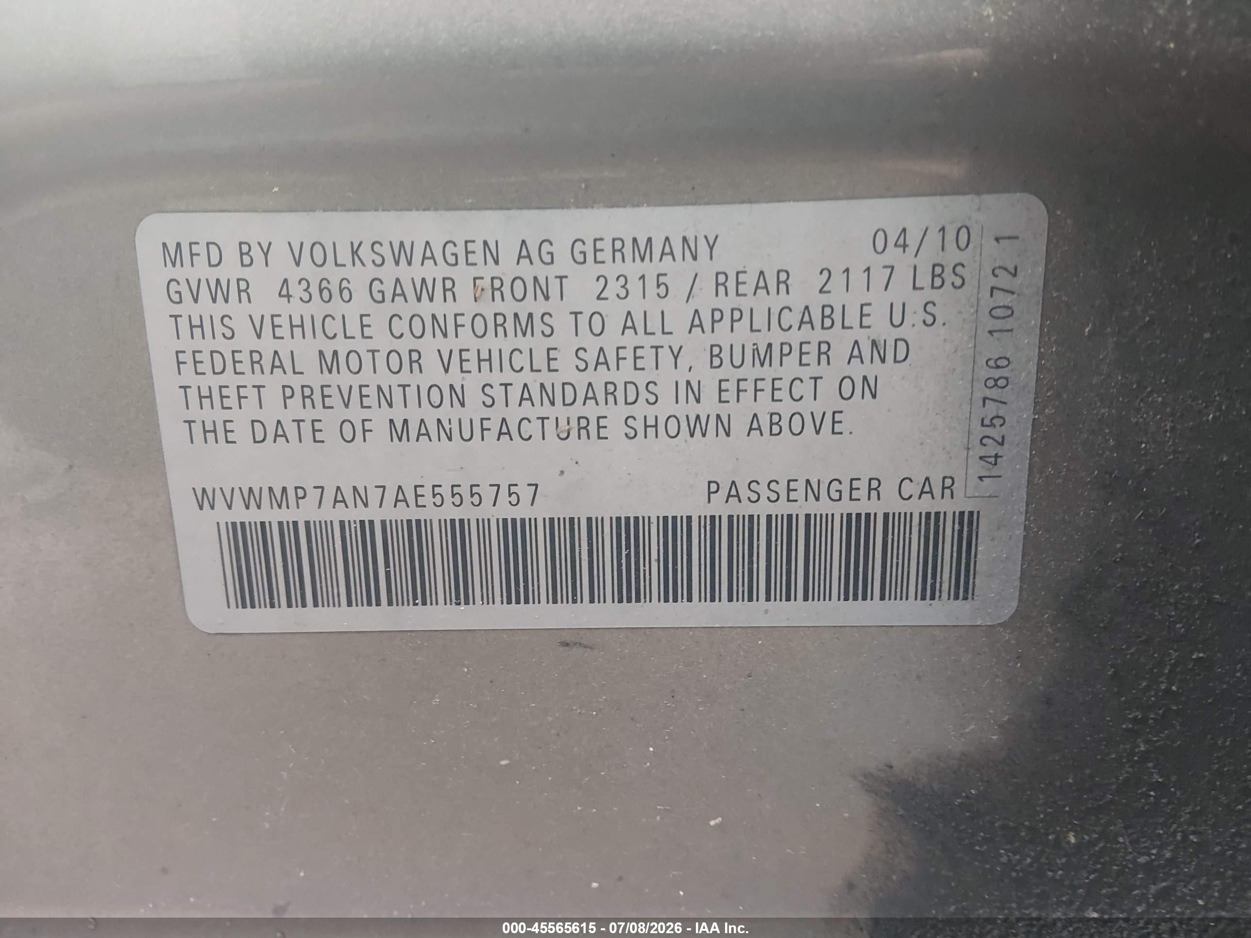 2010 Volkswagen Cc Sport Silver vin: WVWMP7AN7AE555757