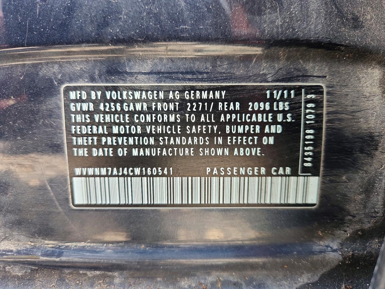 2012 Volkswagen Golf Blue vin: WVWNM7AJ4CW160541