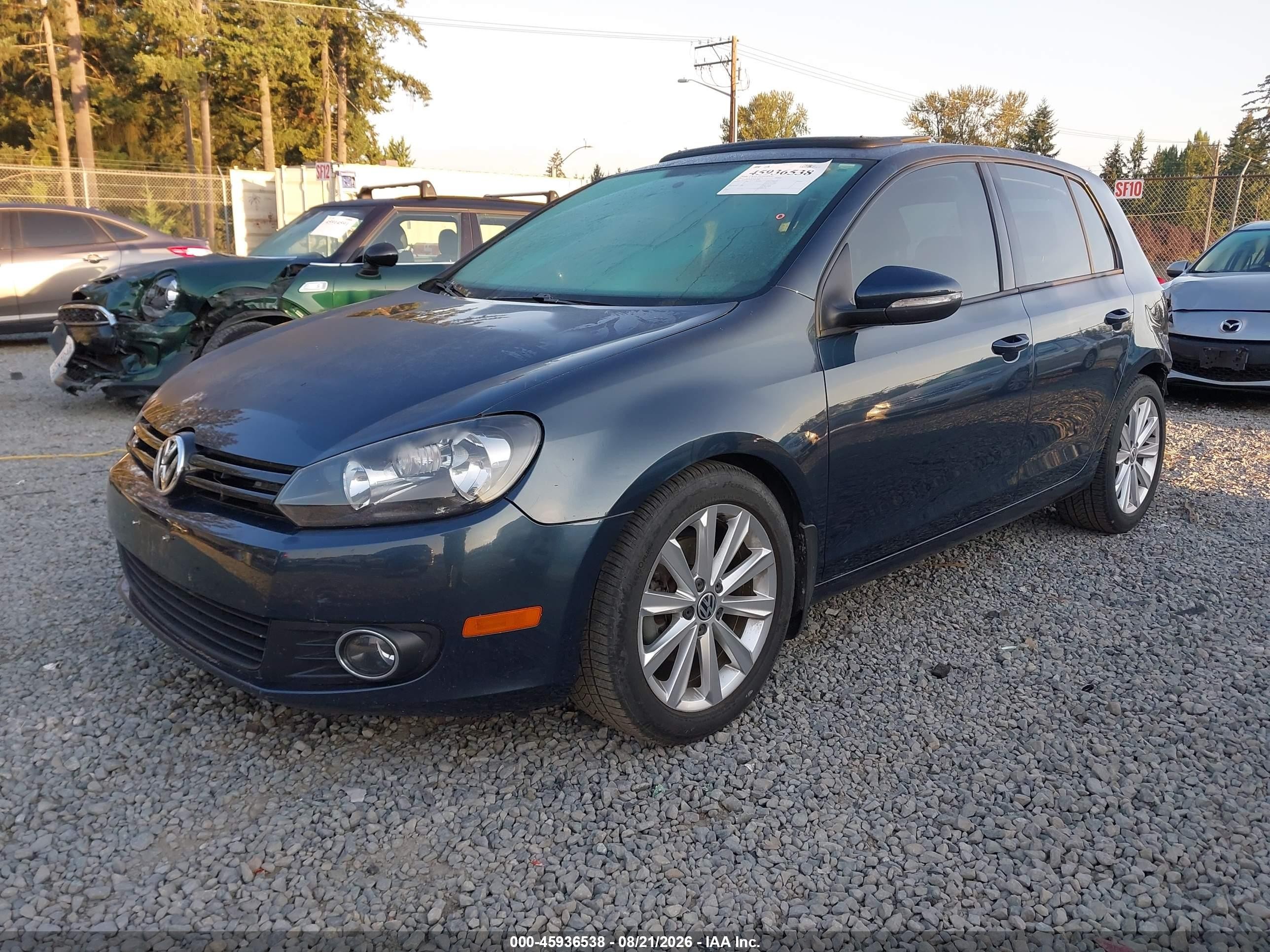 2012 Volkswagen Golf Tdi 4-door Blue vin: WVWNM7AJ6CW251908