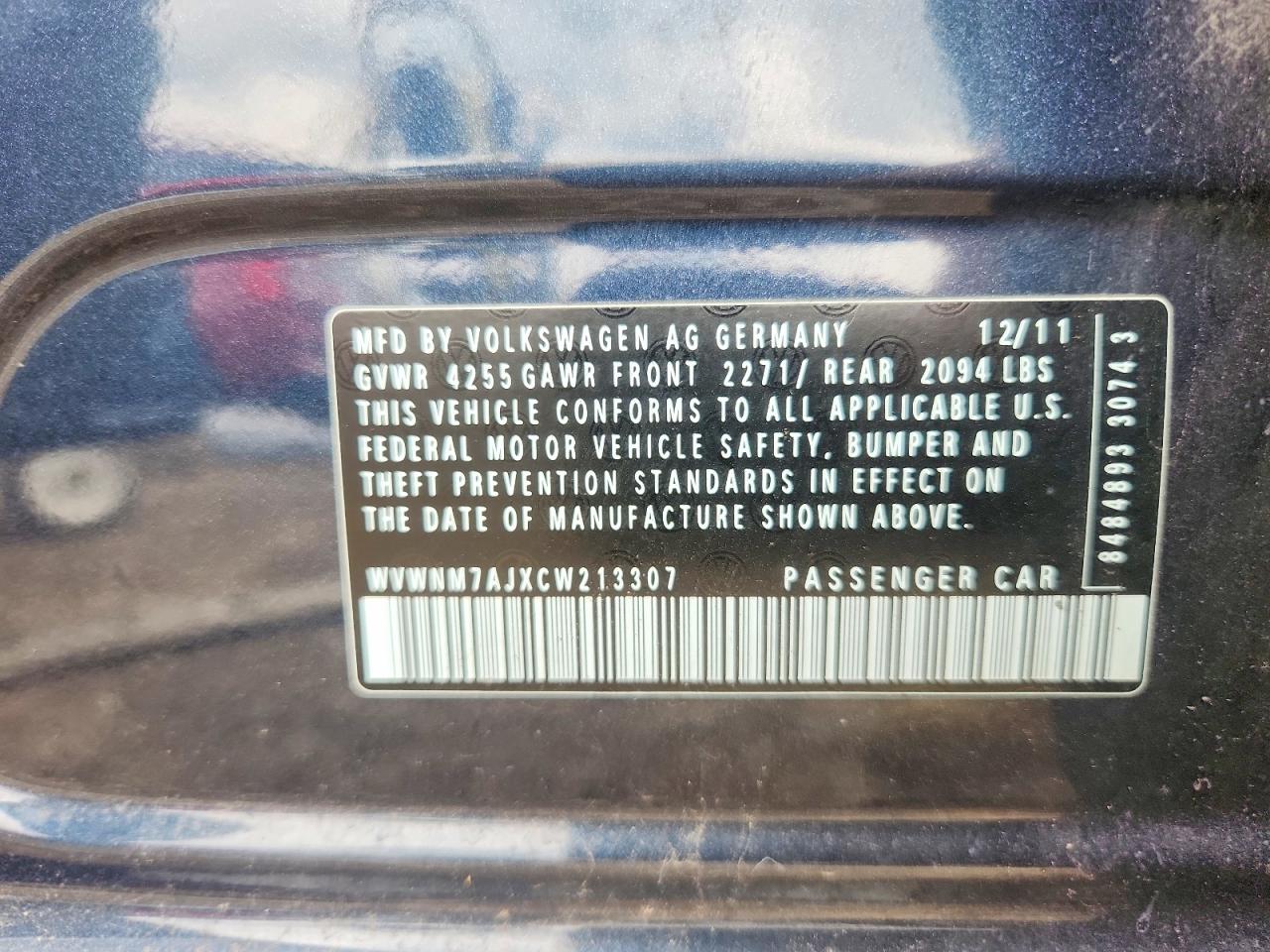 2012 Volkswagen Golf Blue vin: WVWNM7AJXCW213307