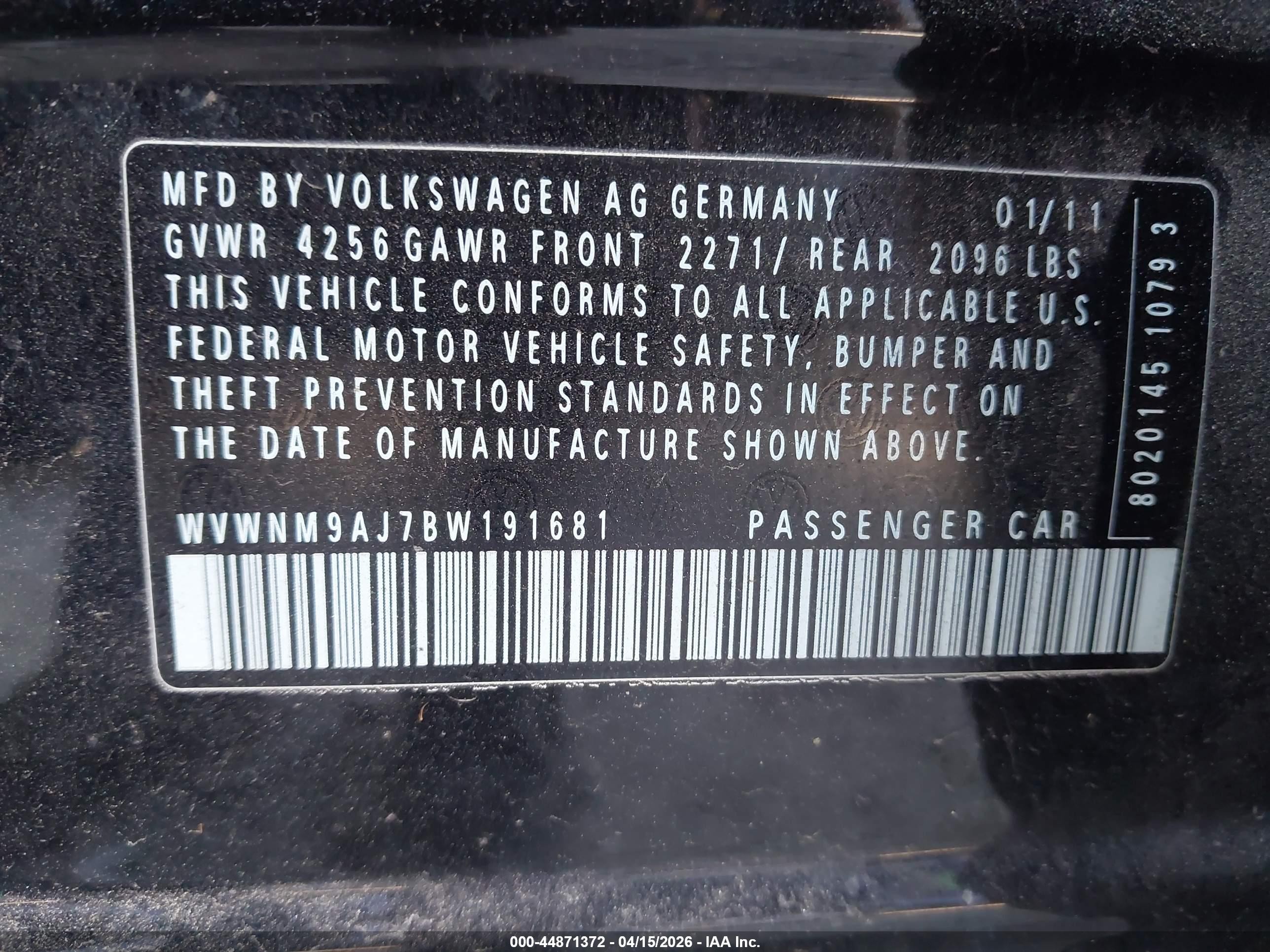 2011 Volkswagen Golf Tdi 4-door Black vin: WVWNM9AJ7BW191681
